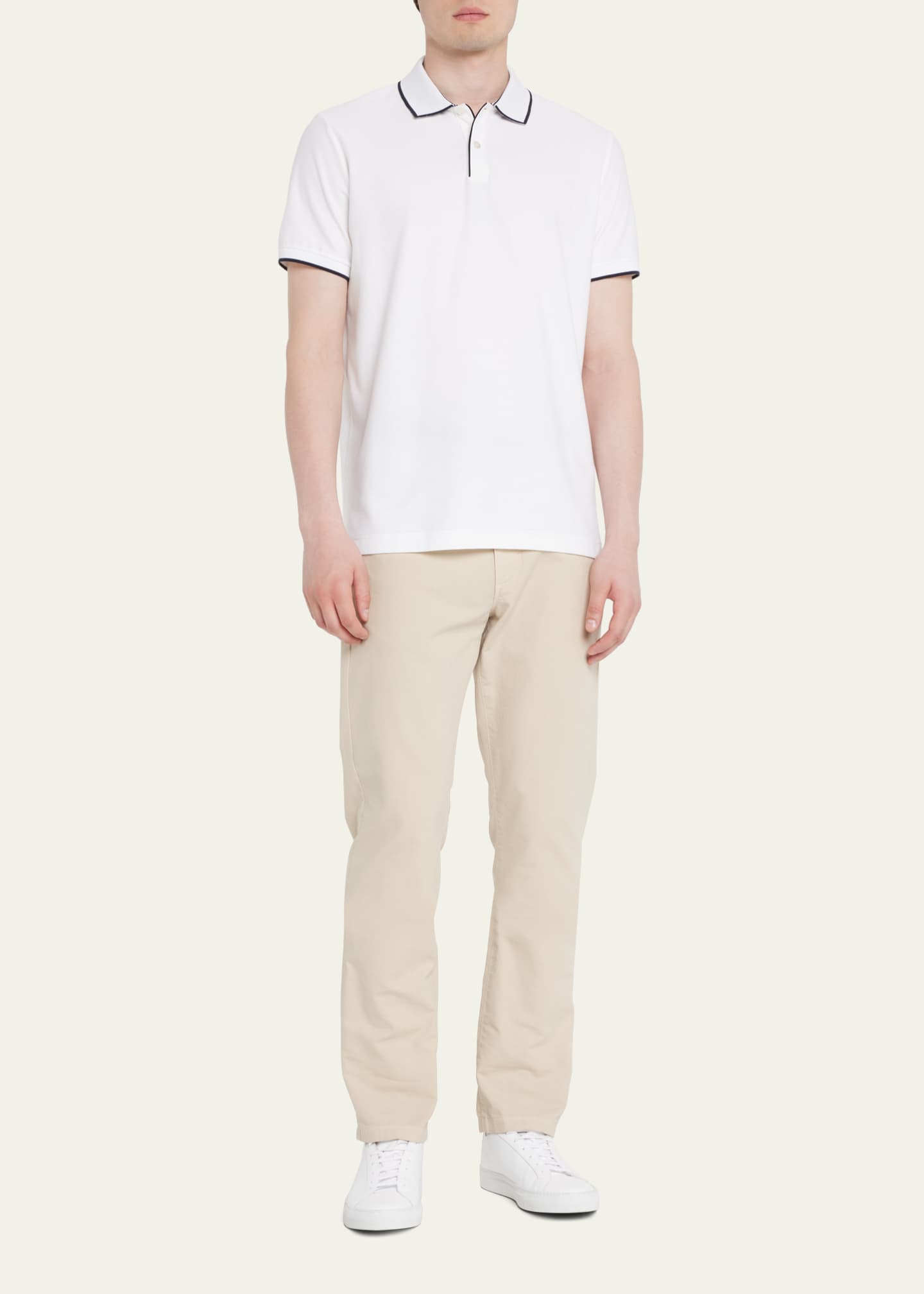 Loro Piana Men's Brentwood Tipped Jersey Pique Polo Shirt Image 2 of 5