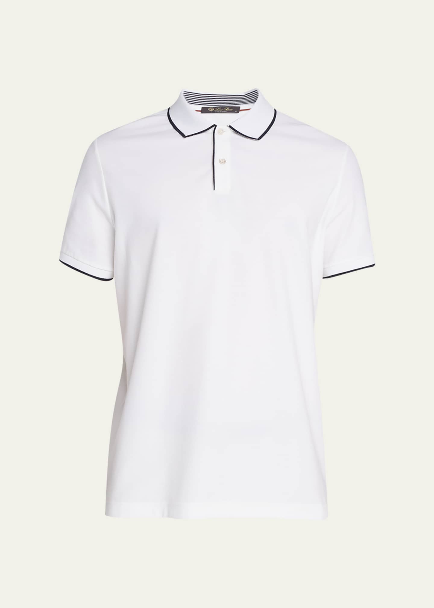 Loro Piana Men's Brentwood Tipped Jersey Pique Polo Shirt Image 1 of 5