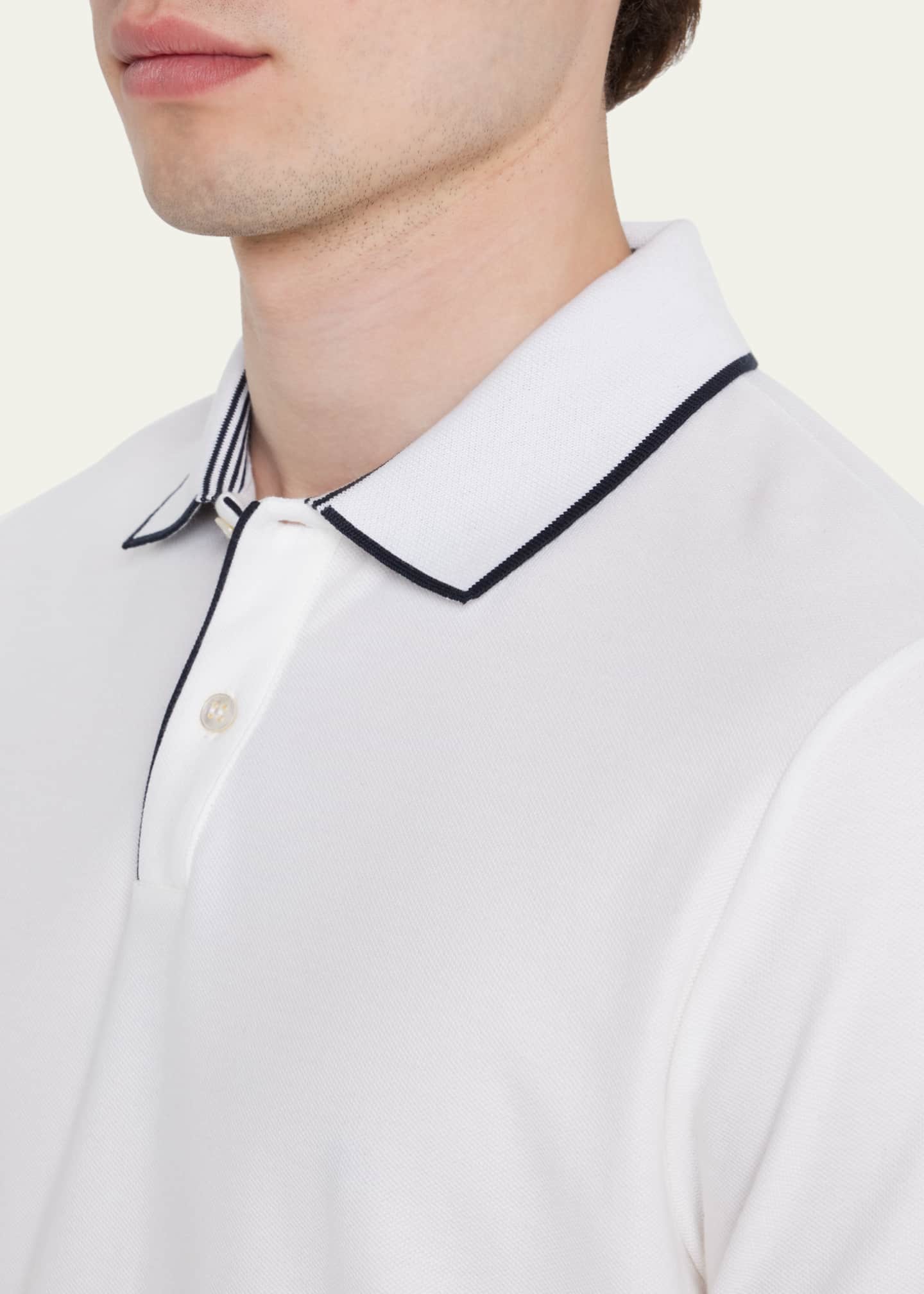 Loro Piana Men's Brentwood Tipped Jersey Pique Polo Shirt Image 5 of 5