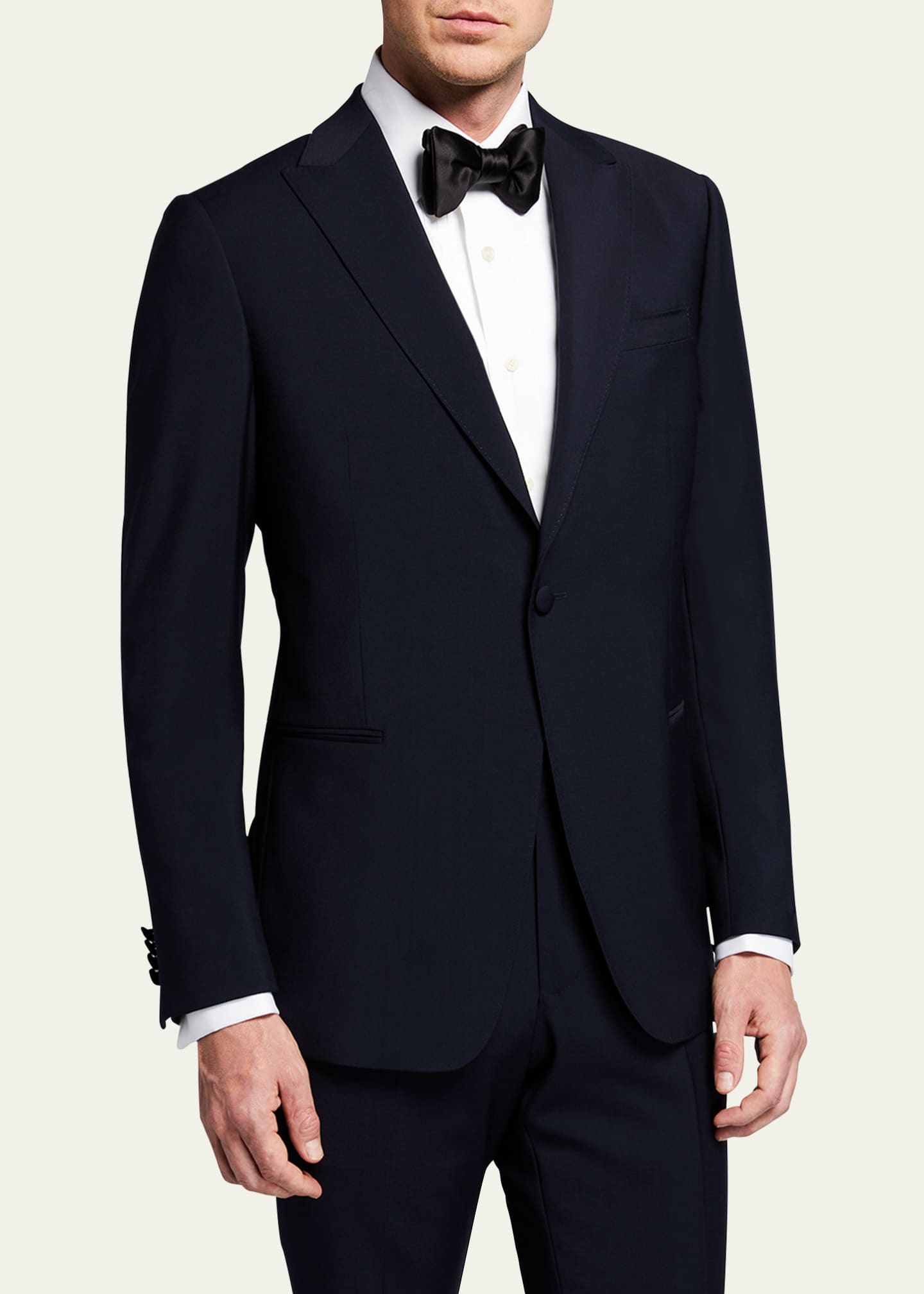 ZEGNA Men's Solid Wool Peak-Lapel Tuxedo Image 4 of 5