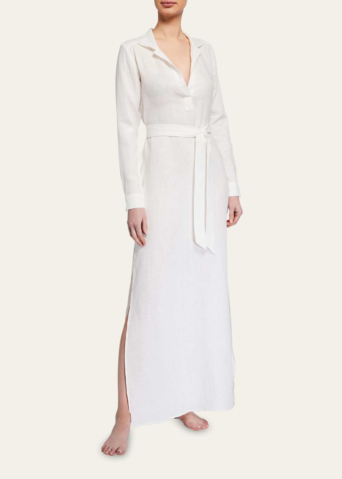 pour les femmes linen shirt dress Pour Les Femmes Long Linen Lounge Shirt Dress