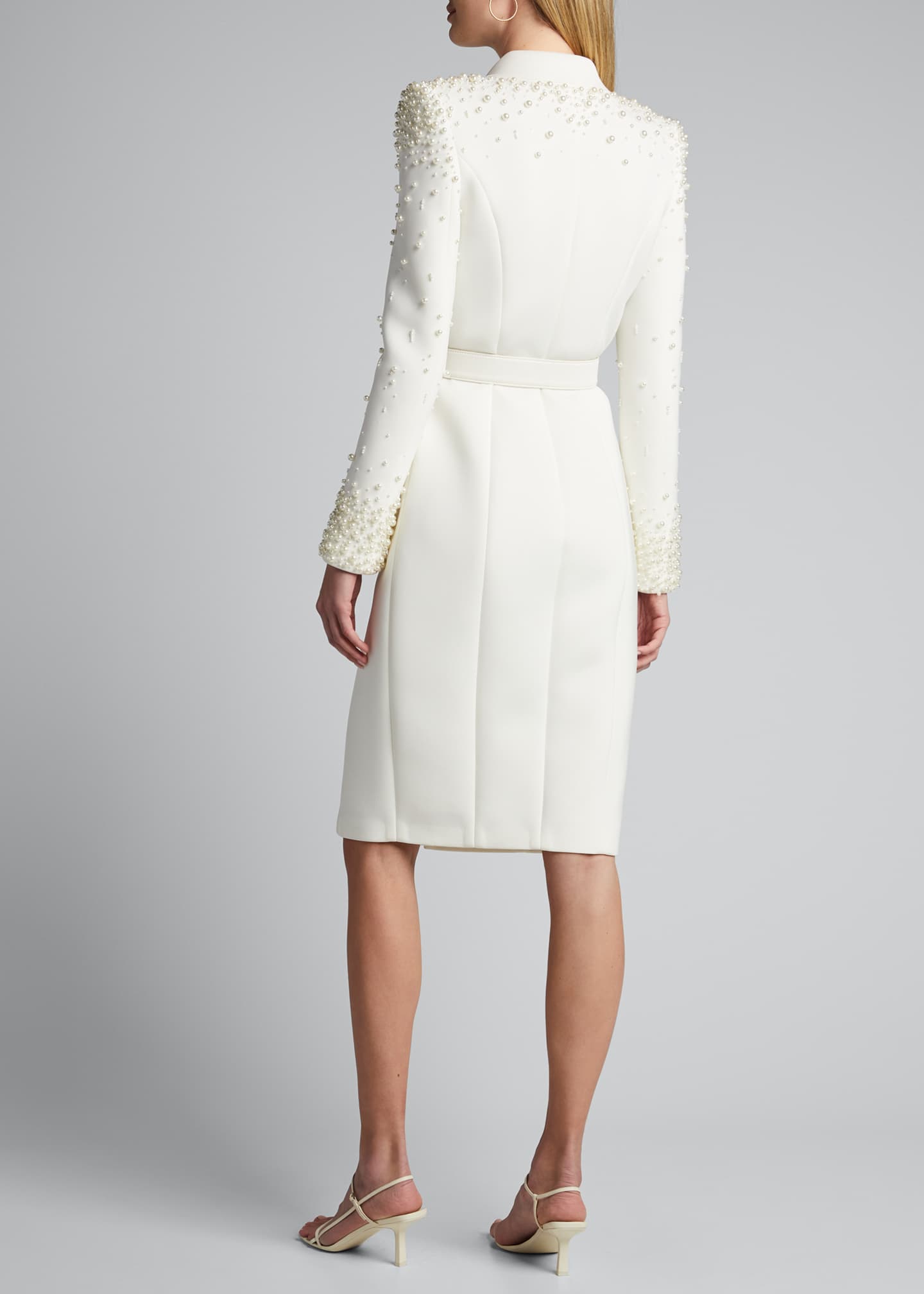 Badgley Mischka Collection Embellished LongSleeve Scuba Coat Dress Bergdorf Goodman