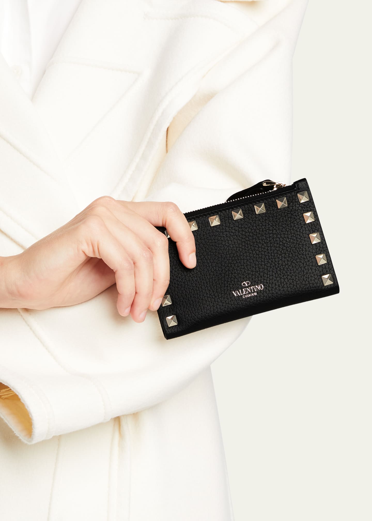 Valentino Garavani Rockstud Leather Zip Coin Purse Card Holder Bergdorf Goodman