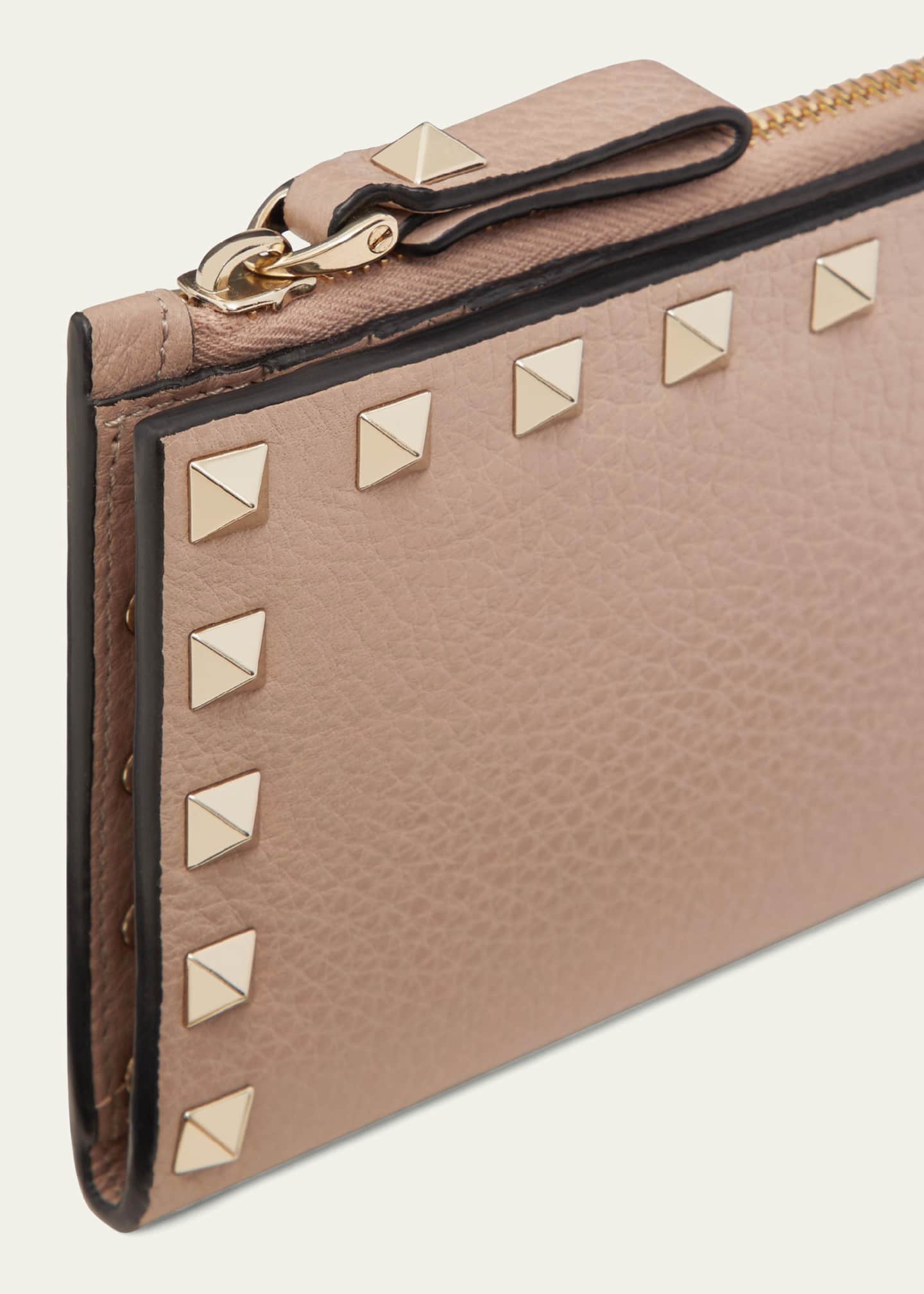 Valentino Garavani Rockstud Leather Zip Coin Purse Card Holder