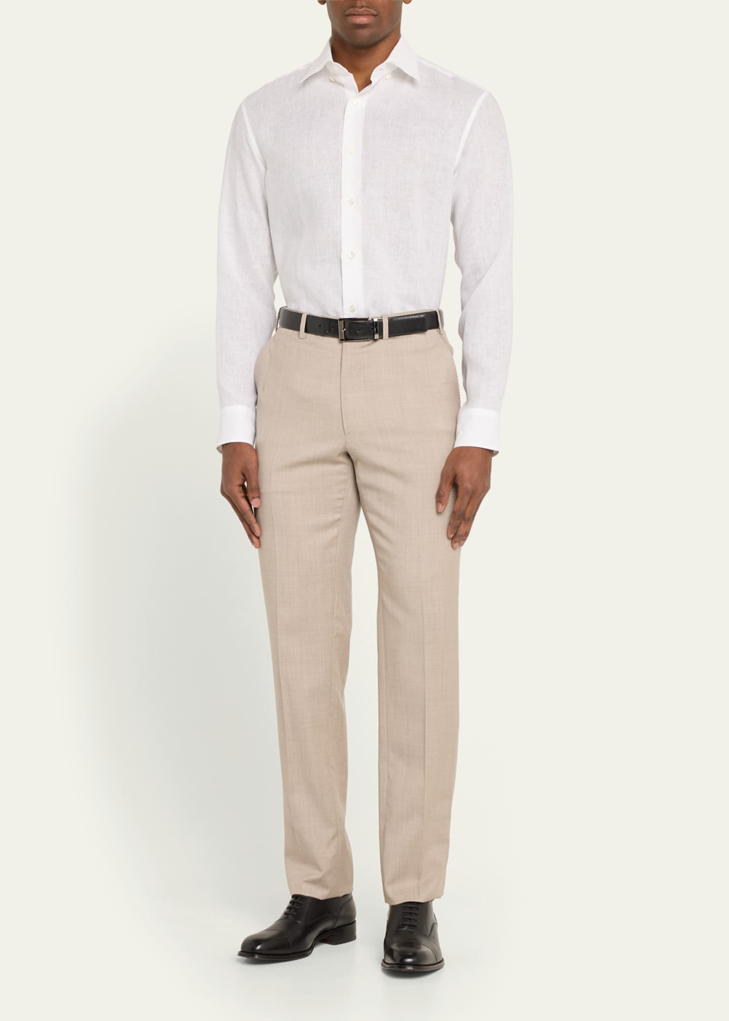 Brioni Men's Solid Linen Sport Shirt Image 2 of 5