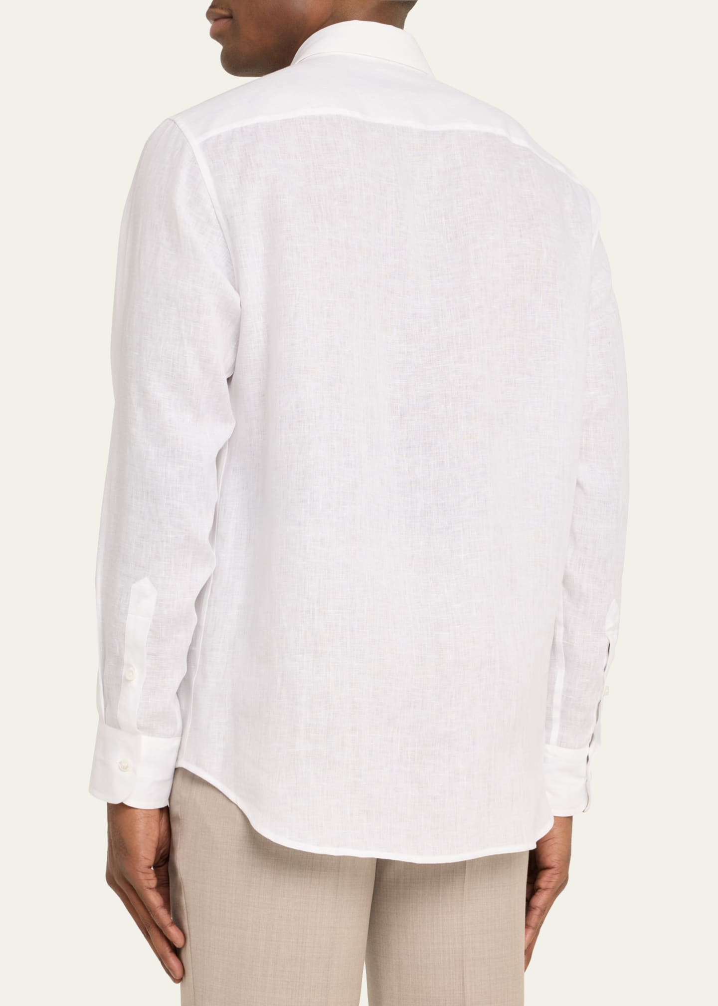 Brioni Men's Solid Linen Sport Shirt Image 3 of 5
