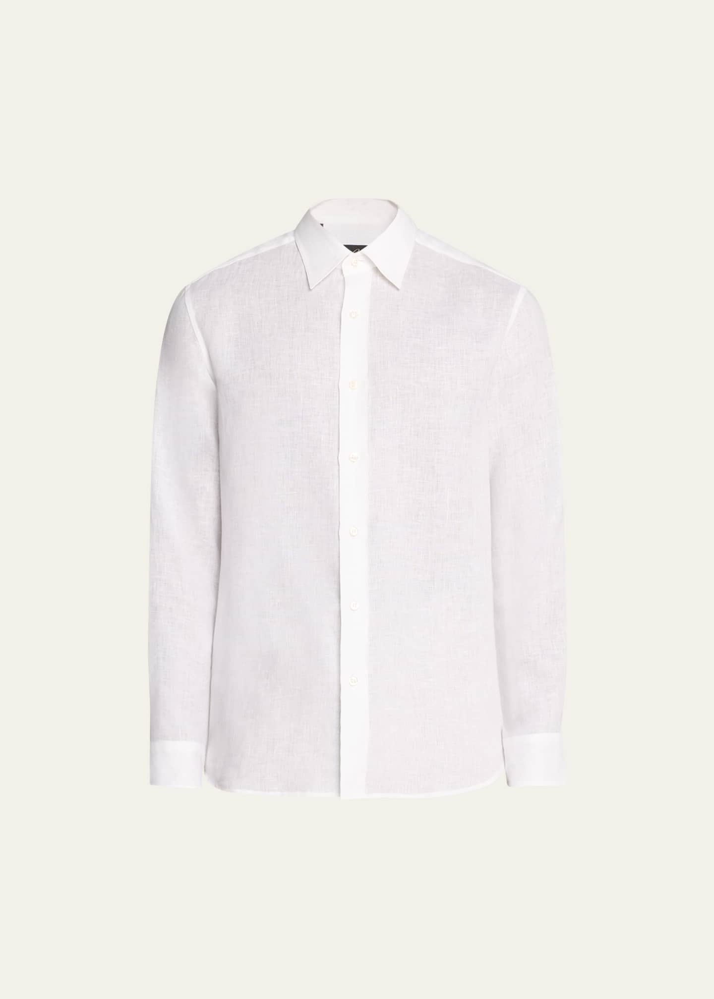 Brioni Men's Solid Linen Sport Shirt Image 1 of 5