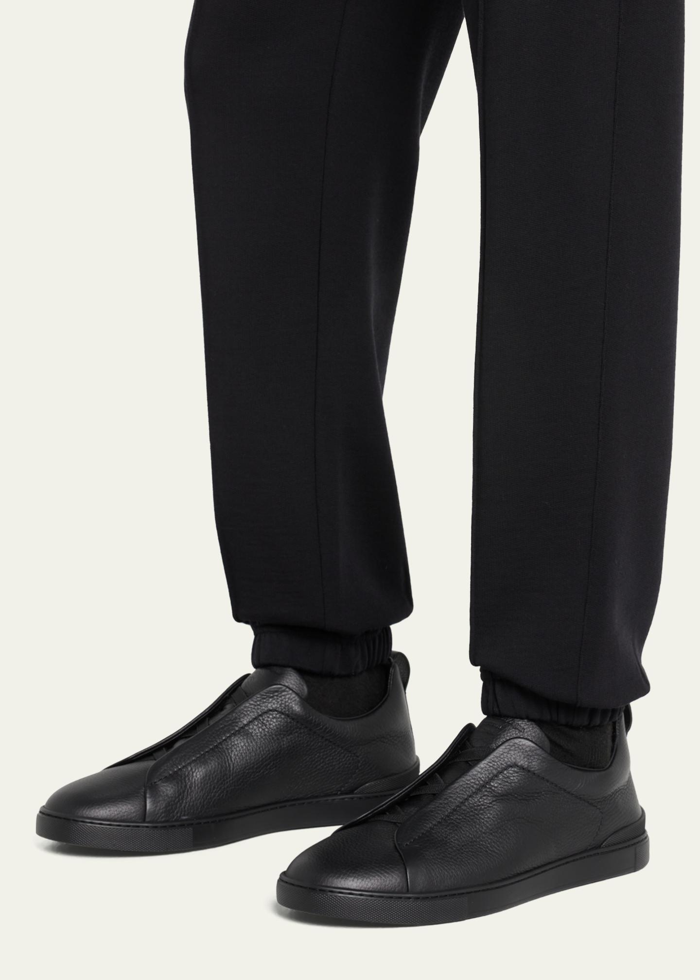 ZEGNA Men's Triple Stitch Deerskin Leather Sneakers - Bergdorf Goodman