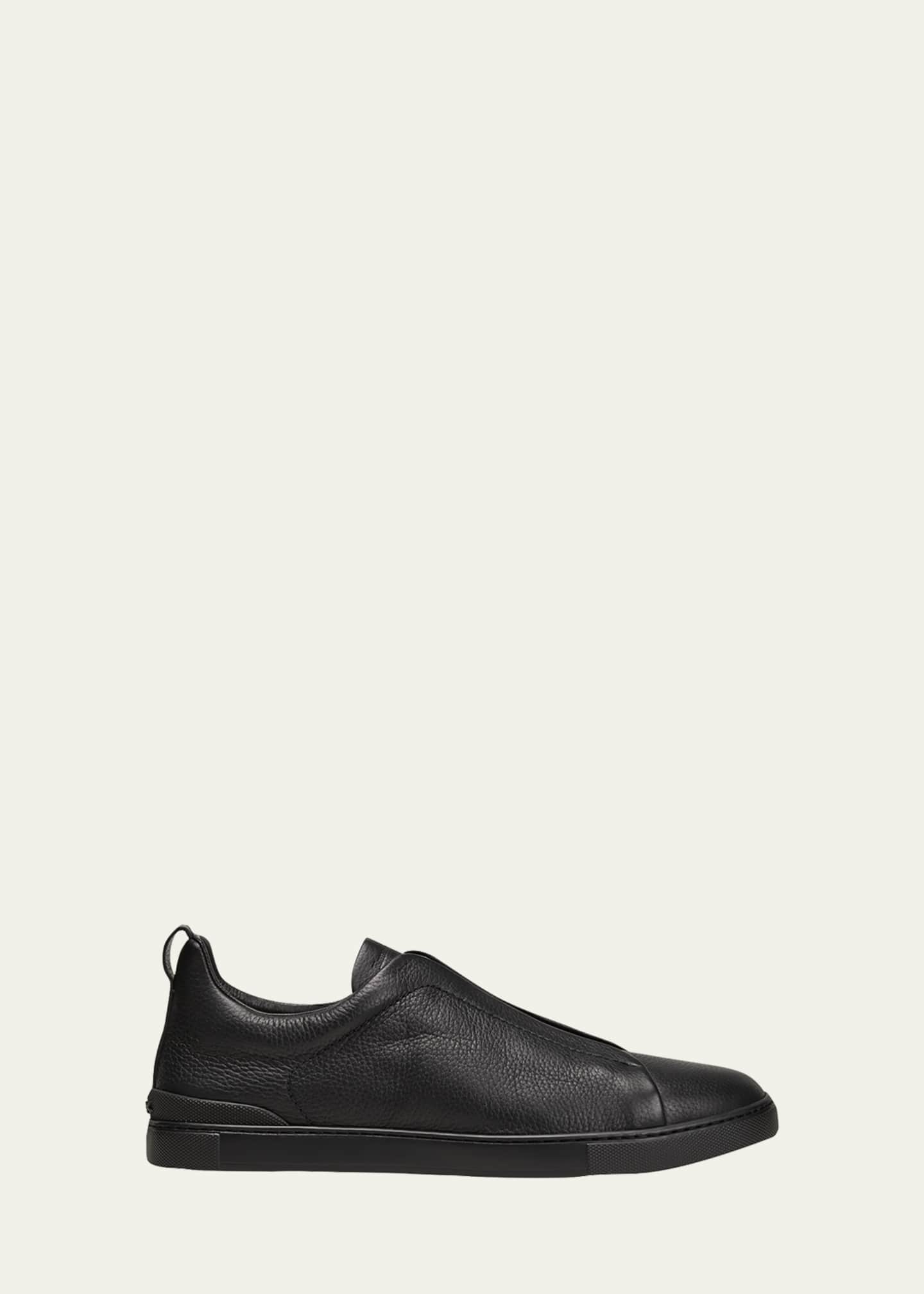 ZEGNA Men's Triple-Stitch Leather Sneakers