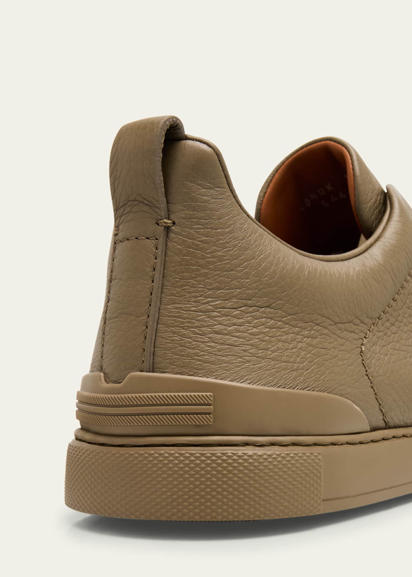 ZEGNA Men's Triple Stitch Deerskin Leather Sneakers Image 5 of 7