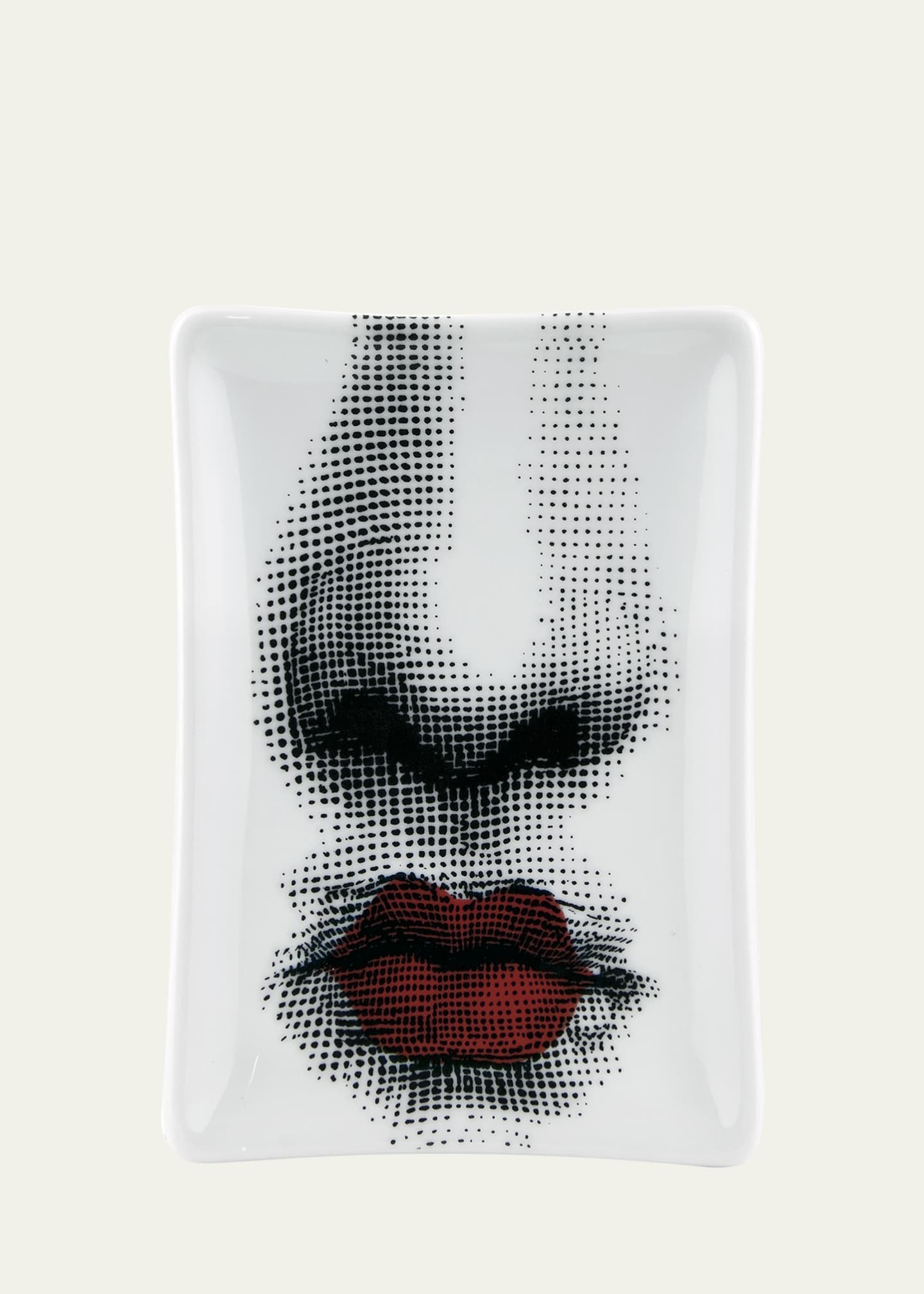 Fornasetti Rectangular Ashtray Bacio Puckered Red Lips Image 1 of 2