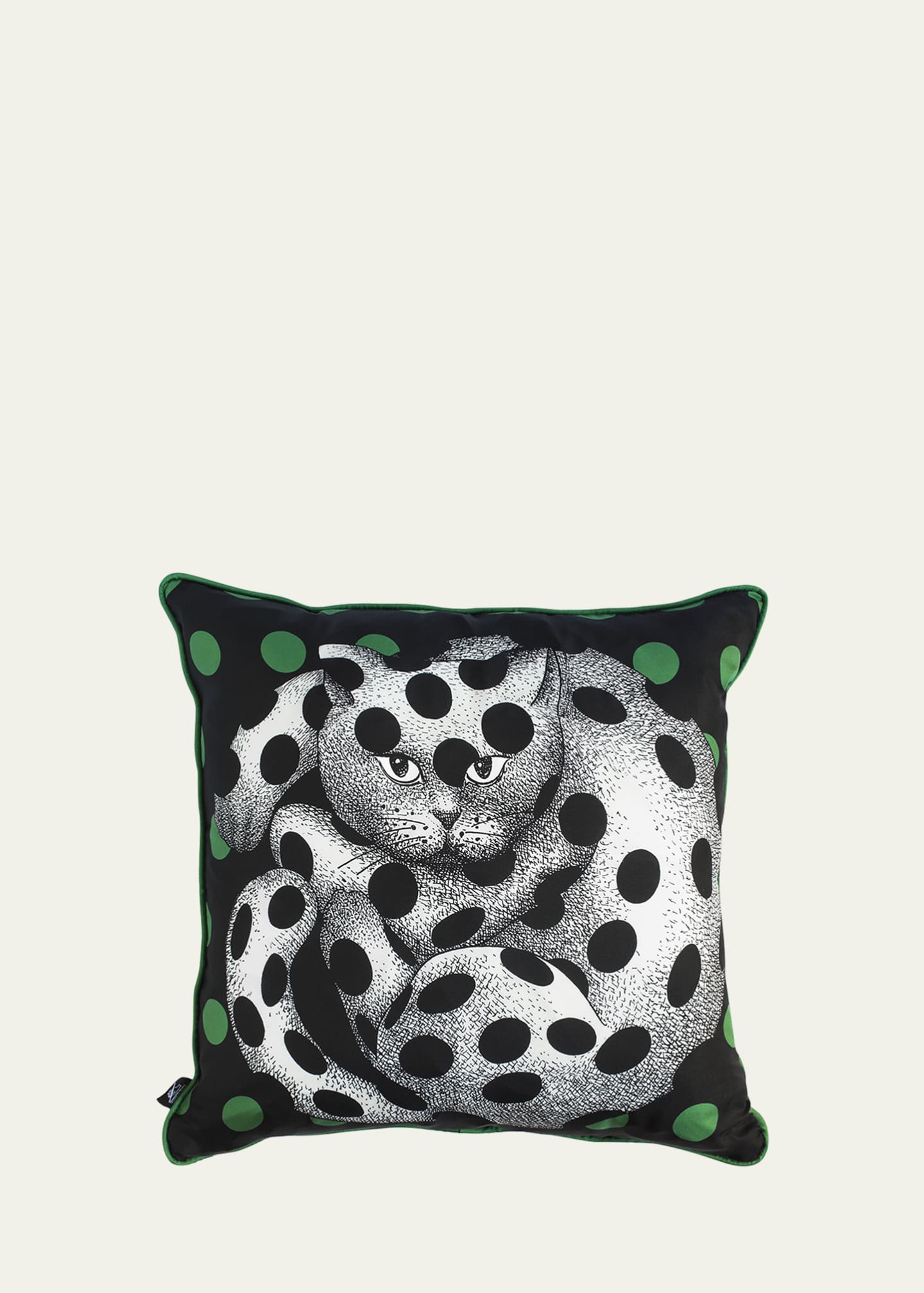 Fornasetti Silk Cushion High Fidelity Spotted Cat Image 1 of 2