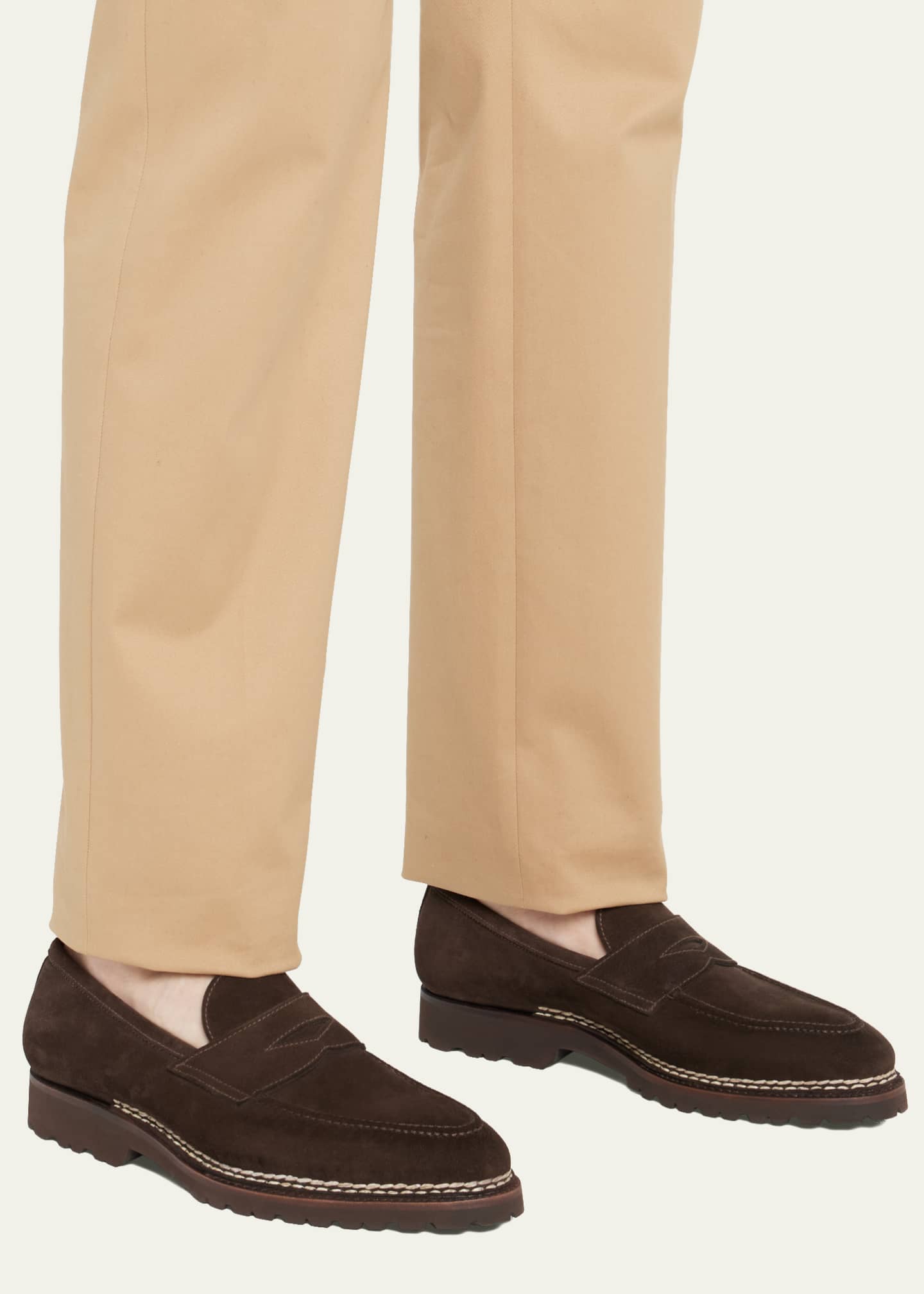 Bontoni Men's Principe Lug Sole Suede Penny Loafers Image 2 of 5