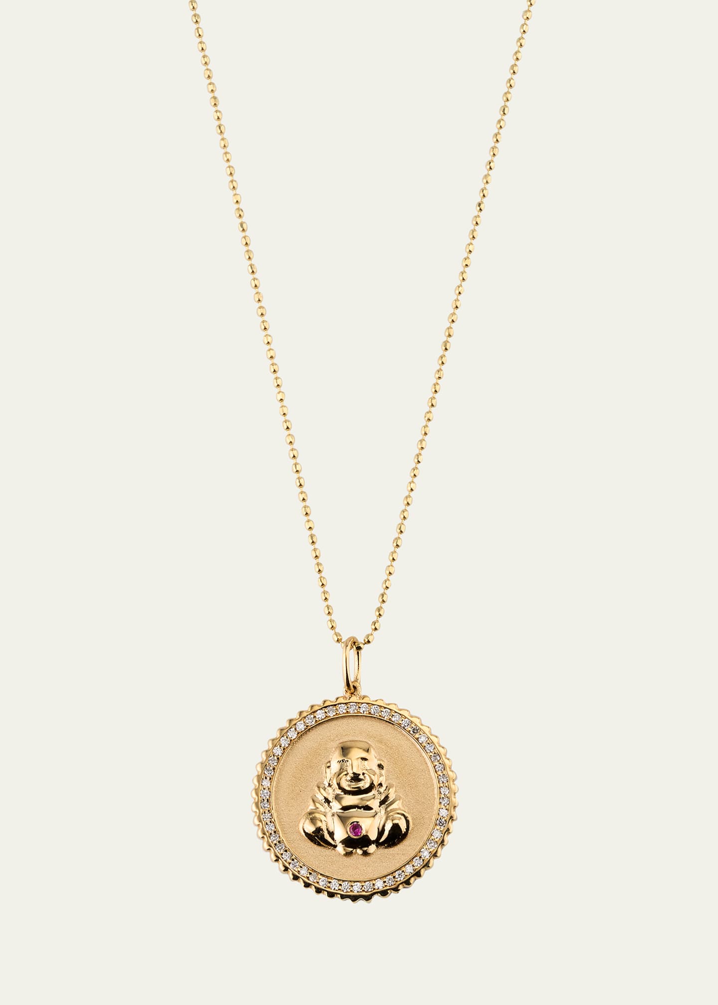 Sydney Evan 14k Buddha Coin Pendant Necklace with Diamonds