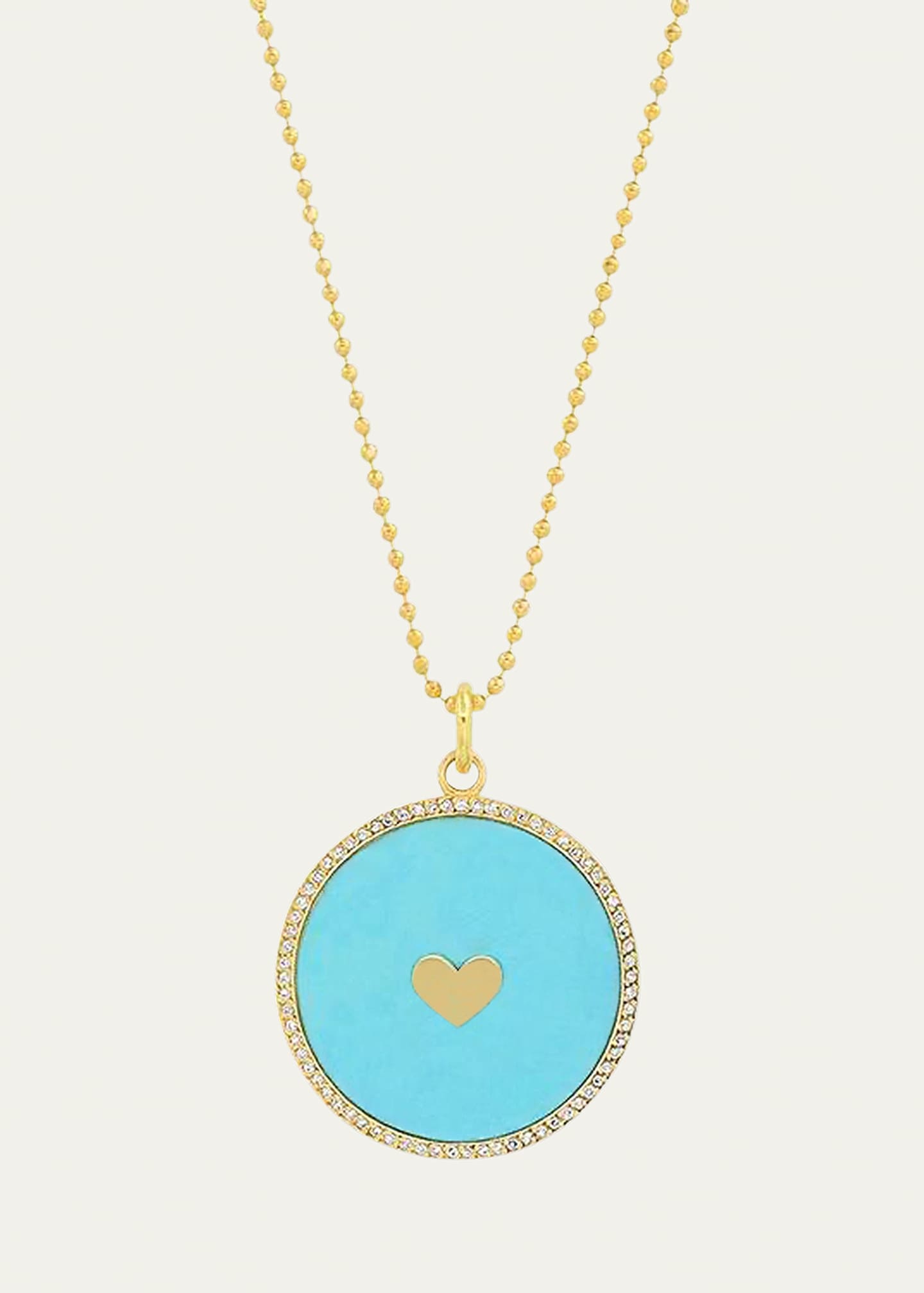 Jennifer Meyer Turquoise Inlay Heart Pendant Necklace with Diamonds