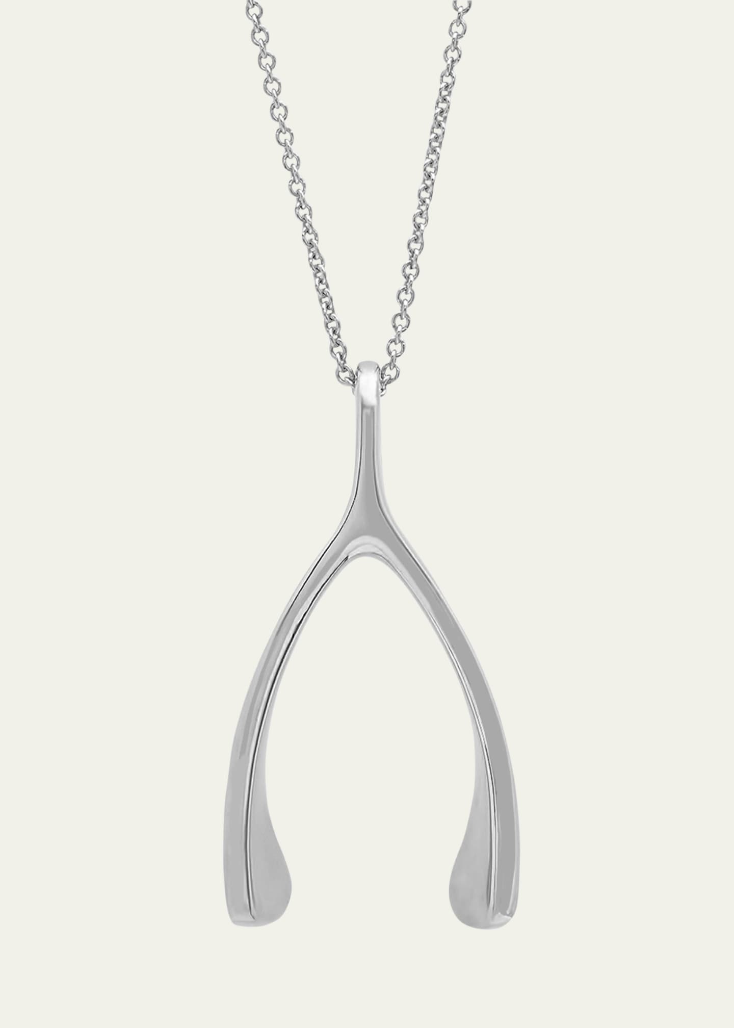 Jennifer Meyer Wishbone Necklace in 18K White Gold Bergdorf Goodman