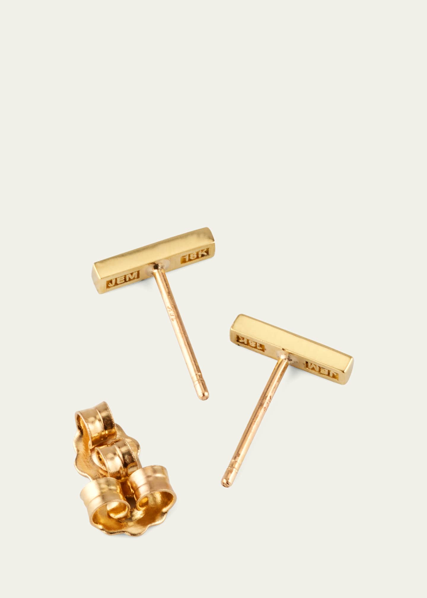 Jennifer Meyer Diamond Bar Stud Earrings in 18K Yellow Gold Image 4 of 4