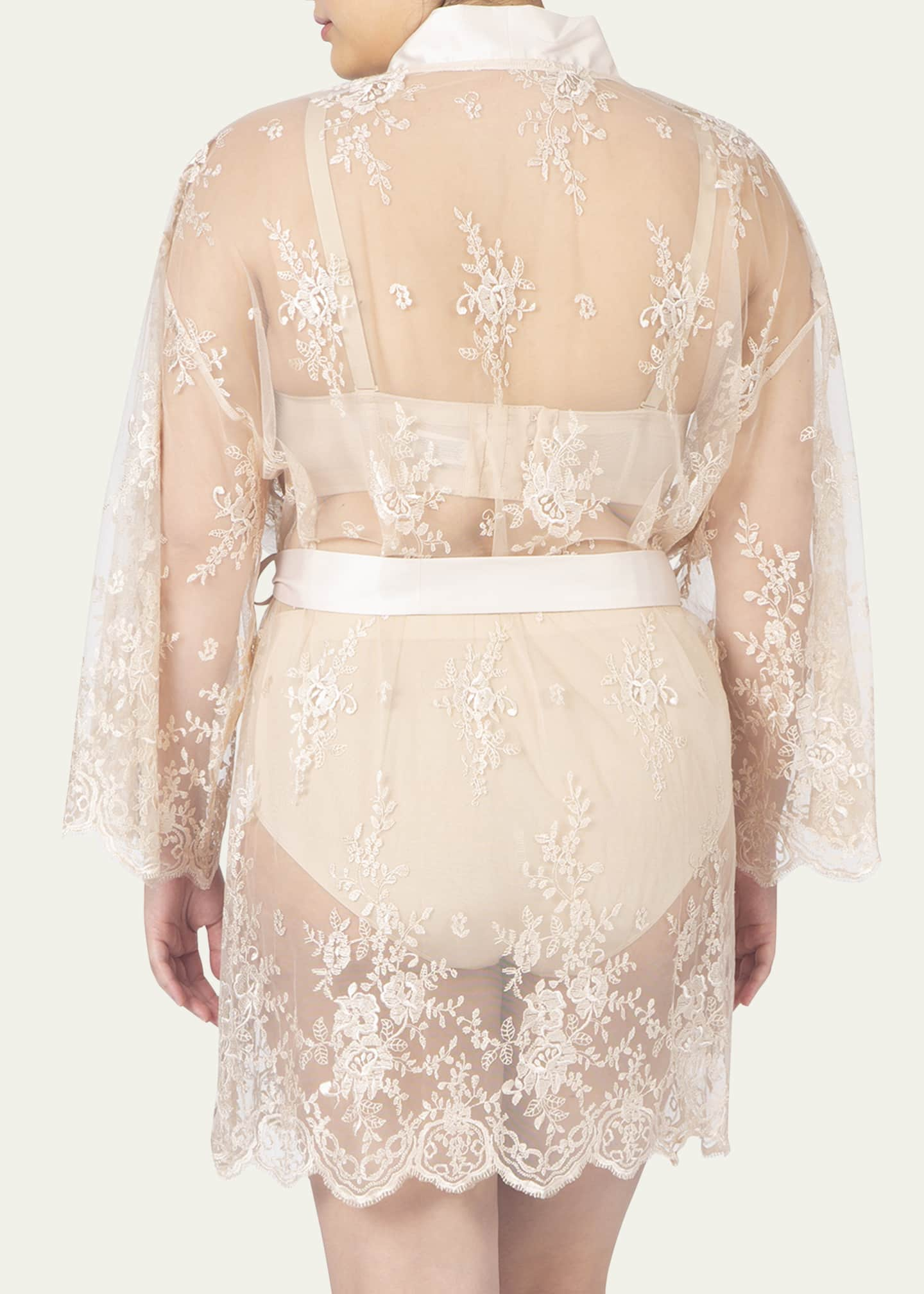 Rya Collection Plus Size Short Embroidered Lace Sheer Robe Bergdorf Goodman 