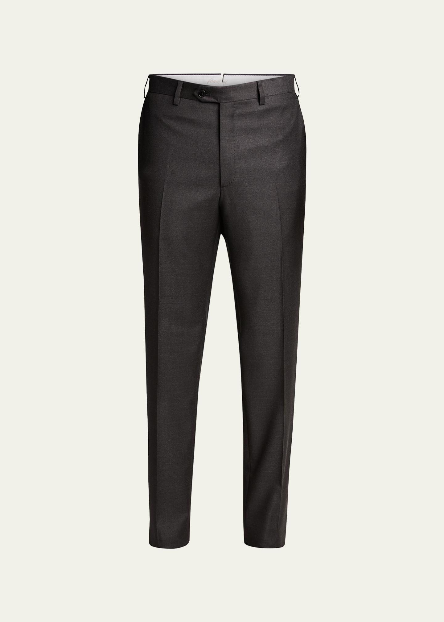 【Brioni】チャコールグレー Super 150's WOOL スラックス Brioni Men's Tigullio Wool Trousers - Bergdorf Goodman