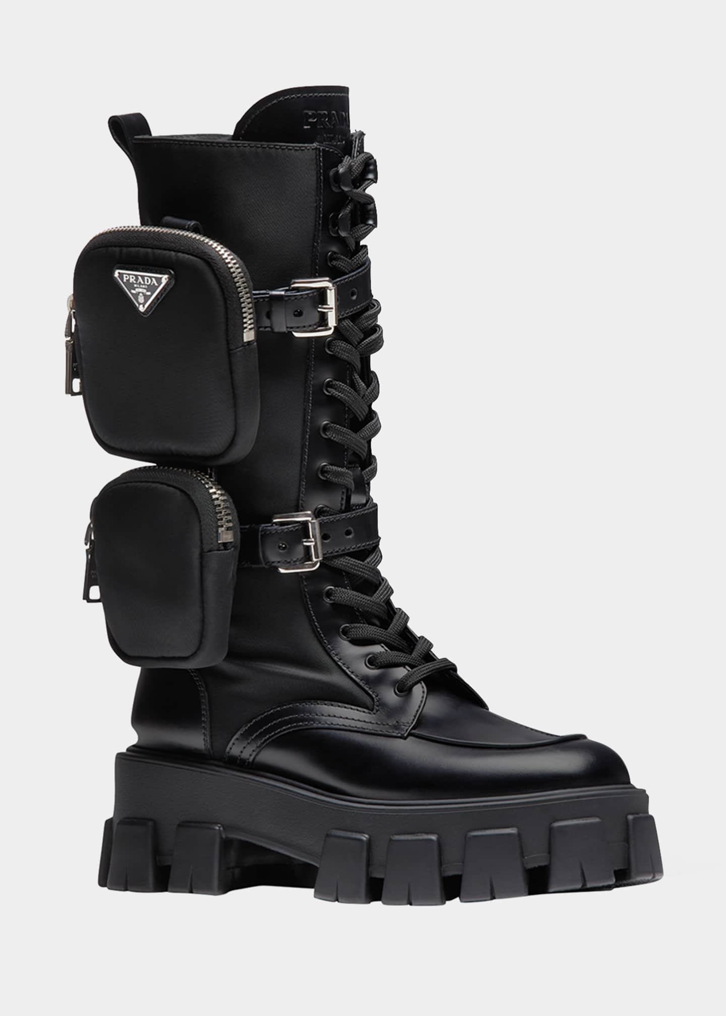 Prada combat boots tall clearance