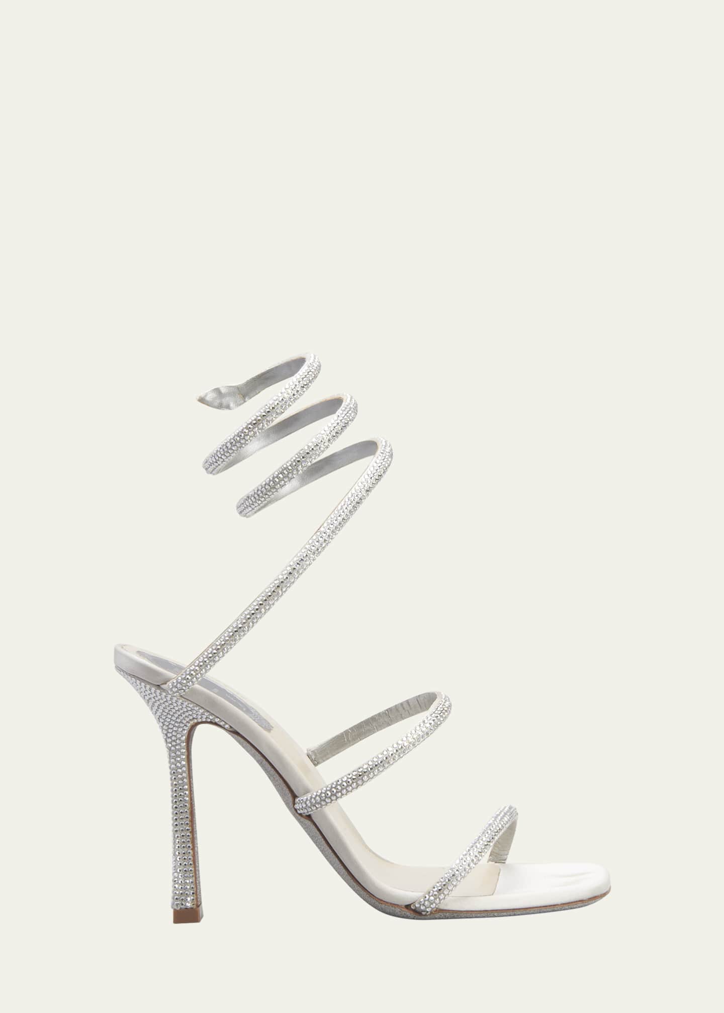 Rene Caovilla Cleo 105mm Snake Wrap Square Toe Sandals