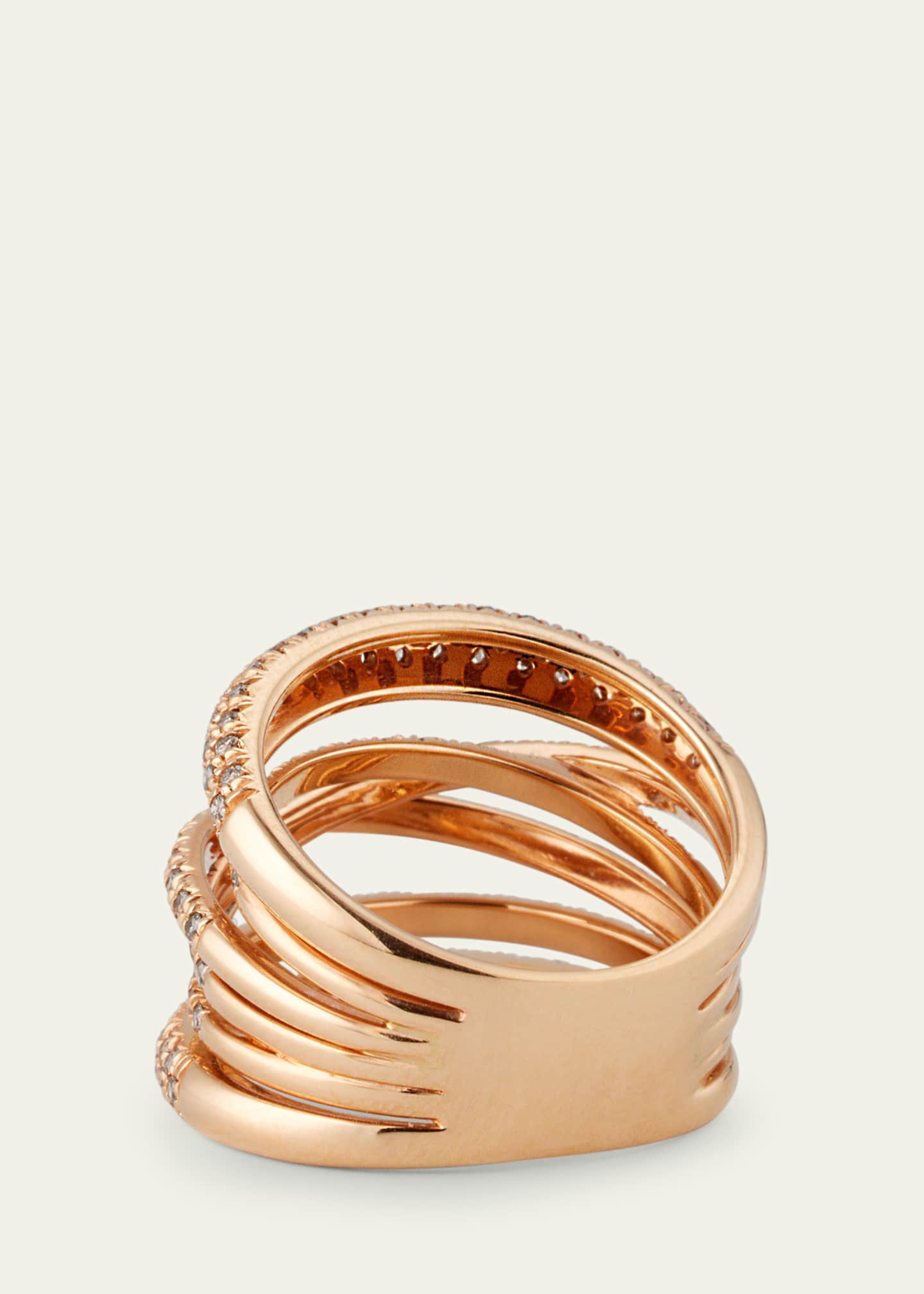 Sidney Garber 18K Rose Gold Brown Diamond Scribble Band Ring, Size 7