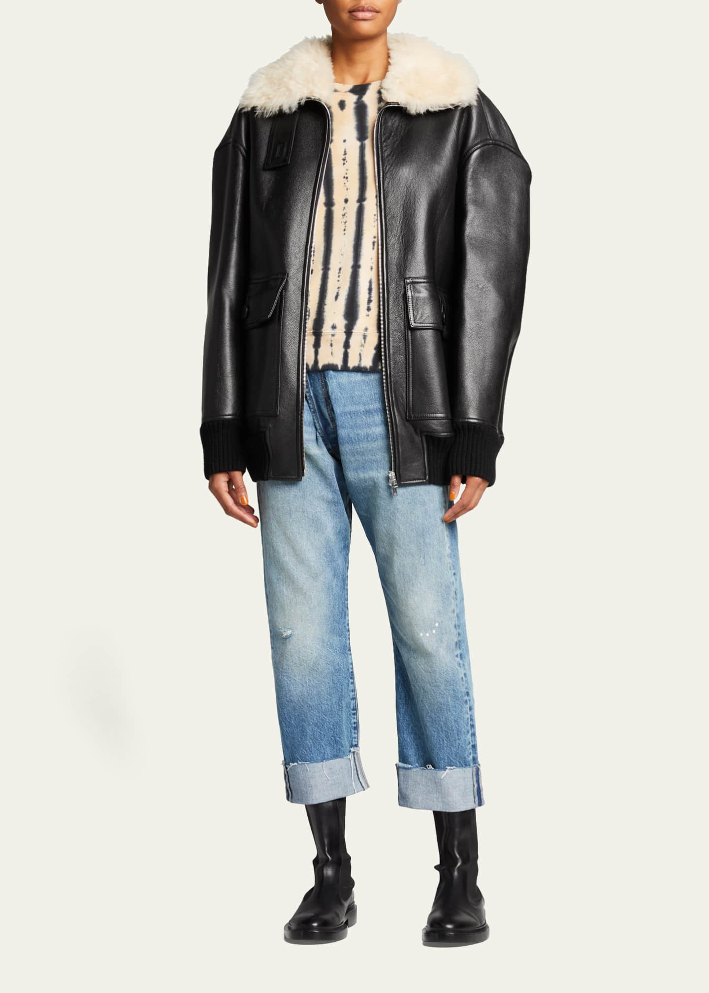 R13 Crossover Cuffed Jeans - Bergdorf Goodman