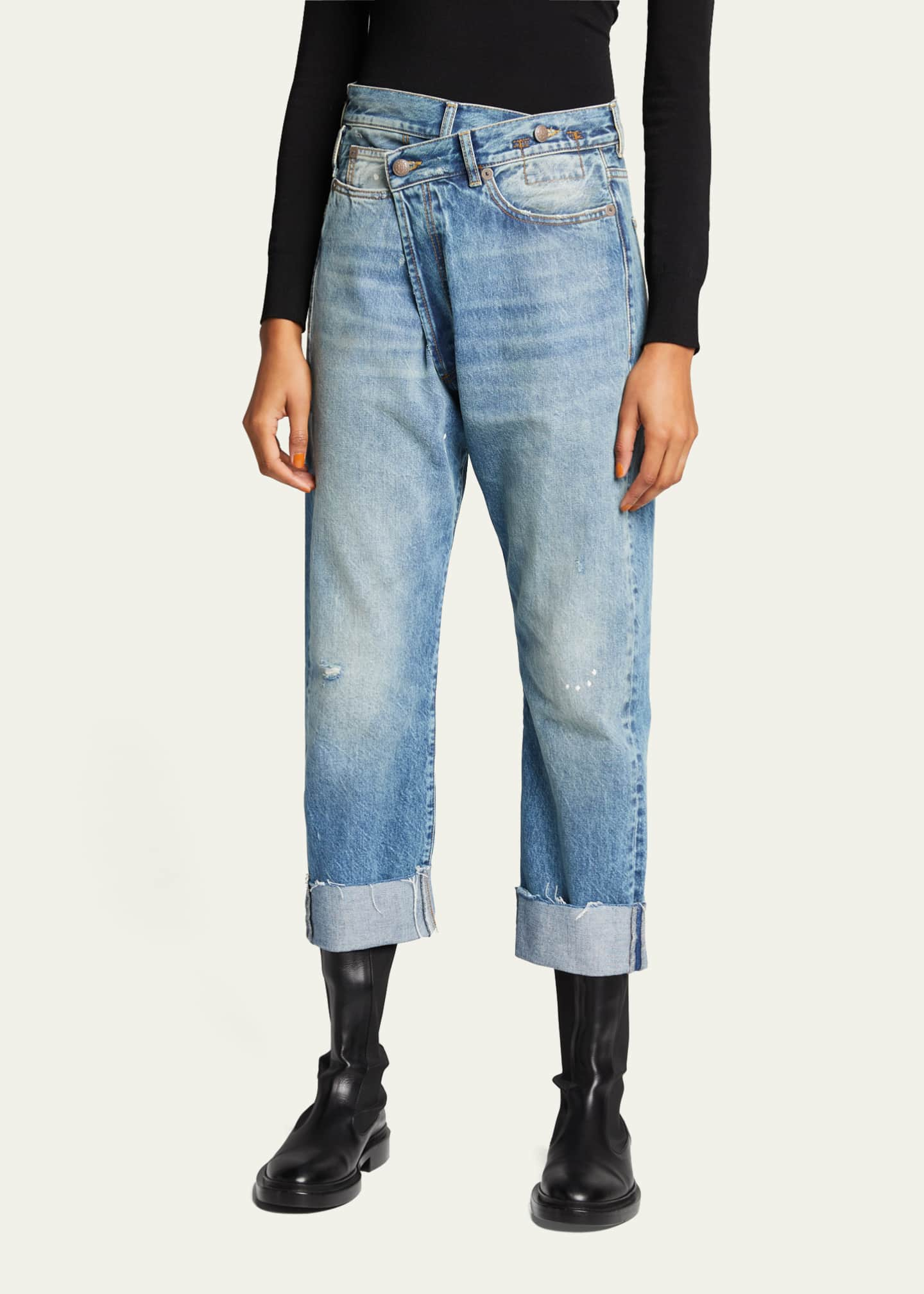 R13 Crossover Cuffed Jeans - Bergdorf Goodman