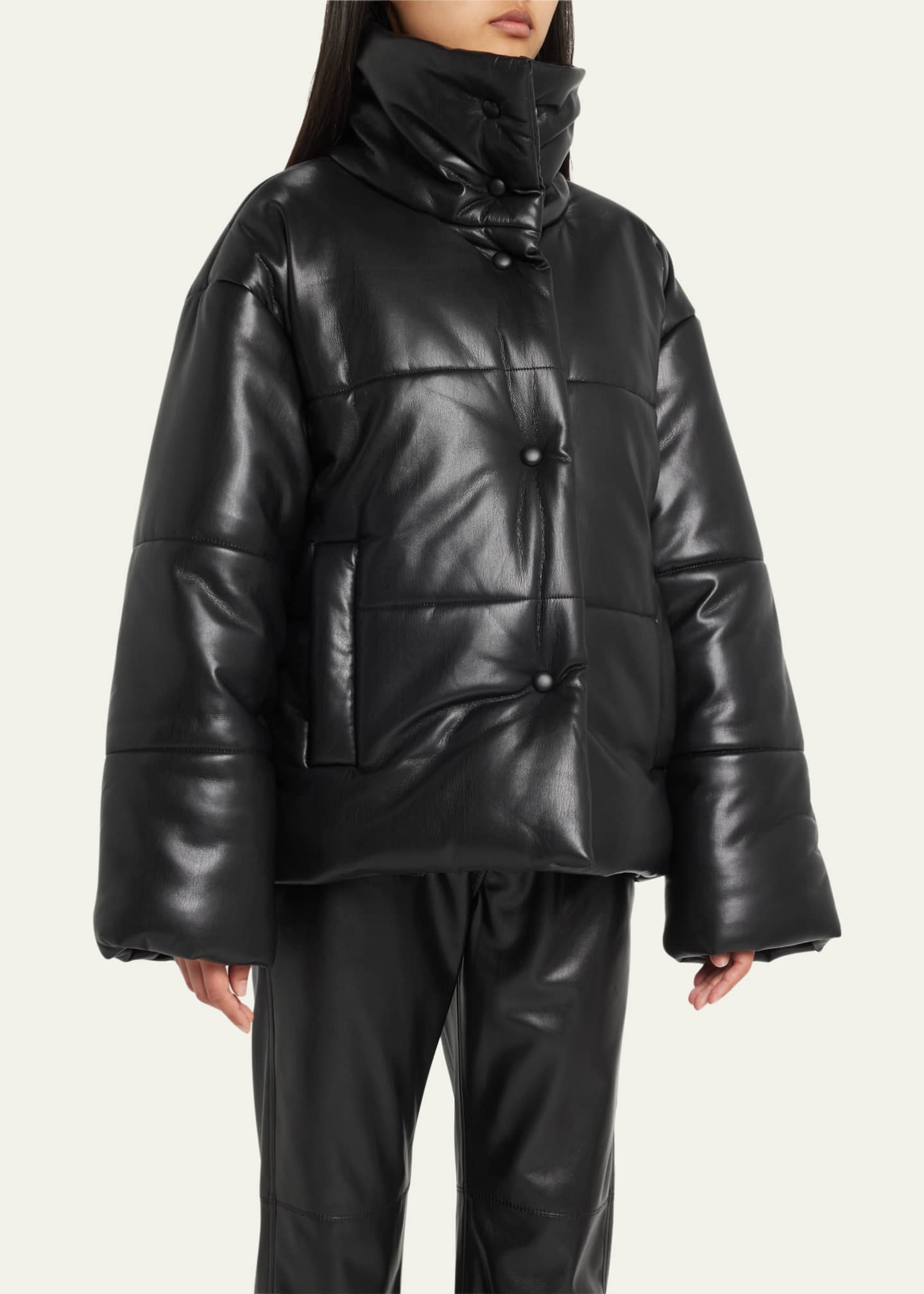 Nanushka Hide Vegan Leather Puffer Jacket - Black