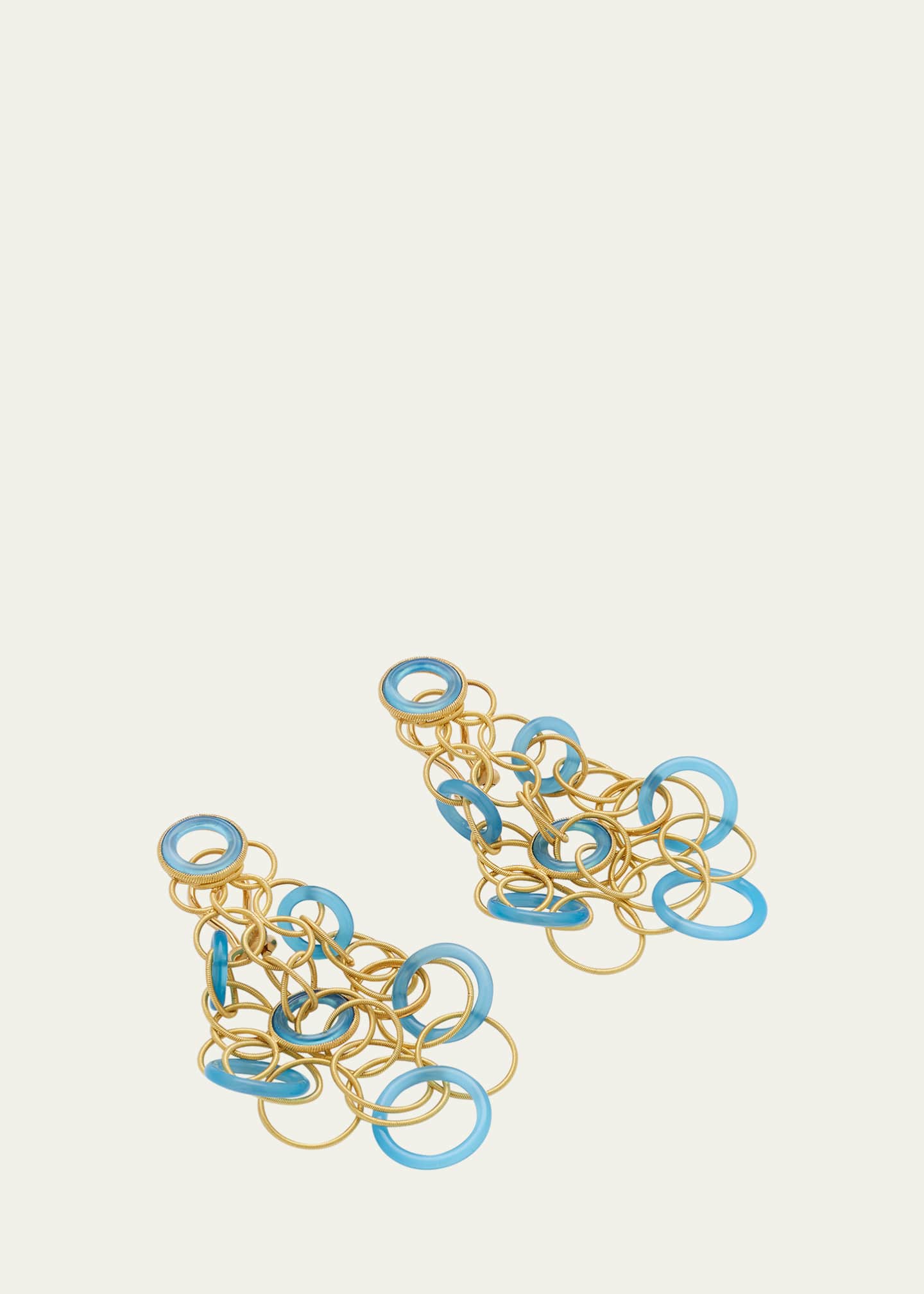 Buccellati Hawaii 18K Gold and Calcedony Pendant Earrings, 7 cm Image 3 of 4