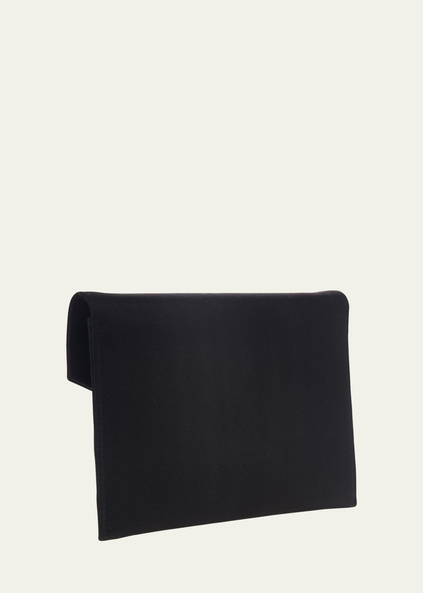 Judith Leiber Crystal Bow Satin Envelope Clutch Bag in Black