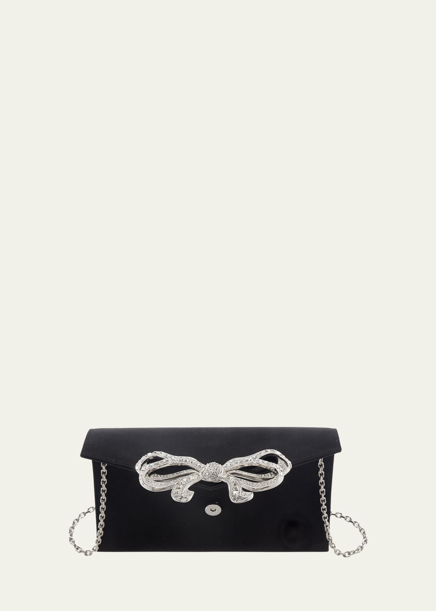 Christian Louboutin Satin Bow Clutch in Black