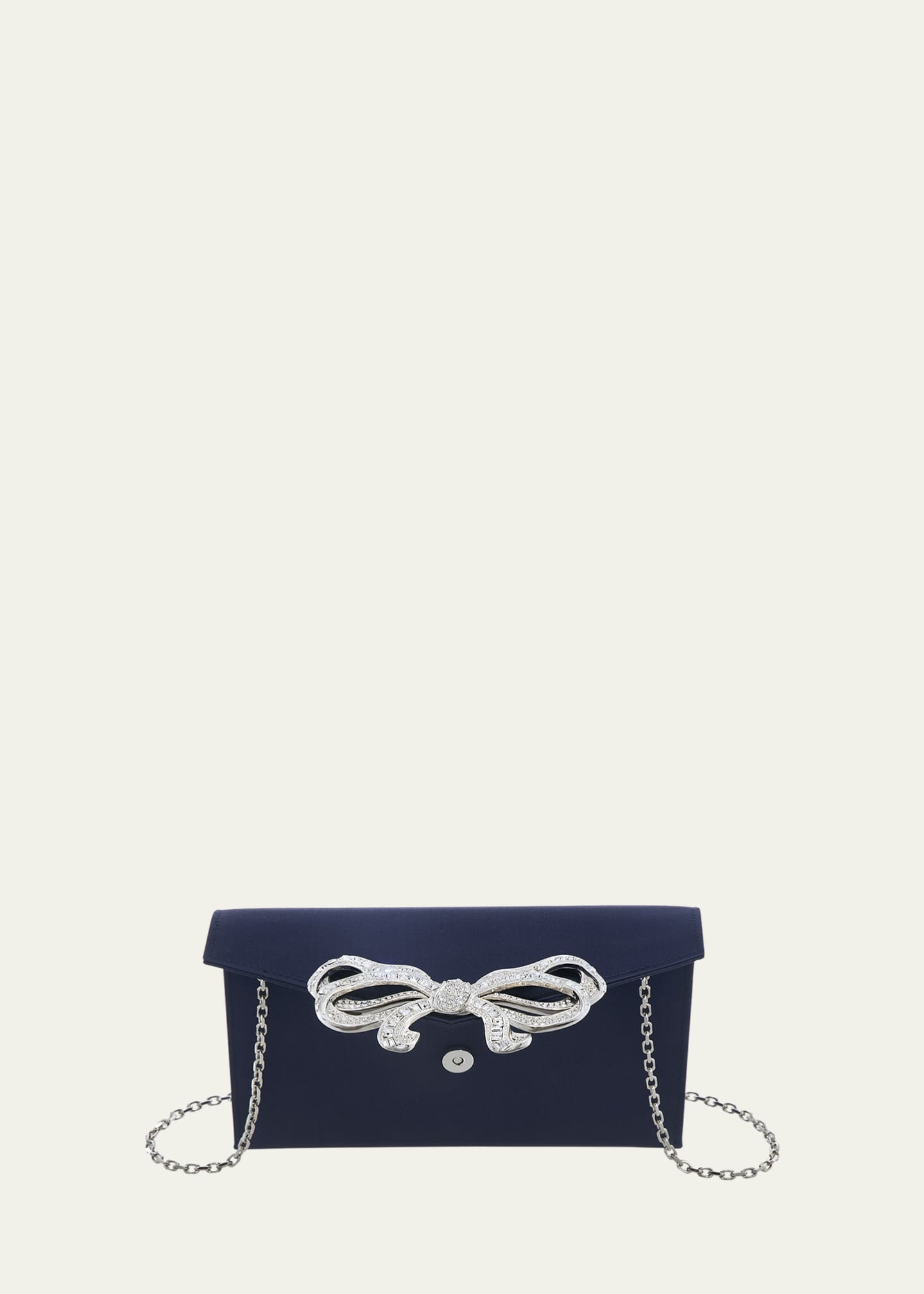 Judith Leiber Couture Crystal Bow Satin Envelope Clutch Bag Image 4 of 5