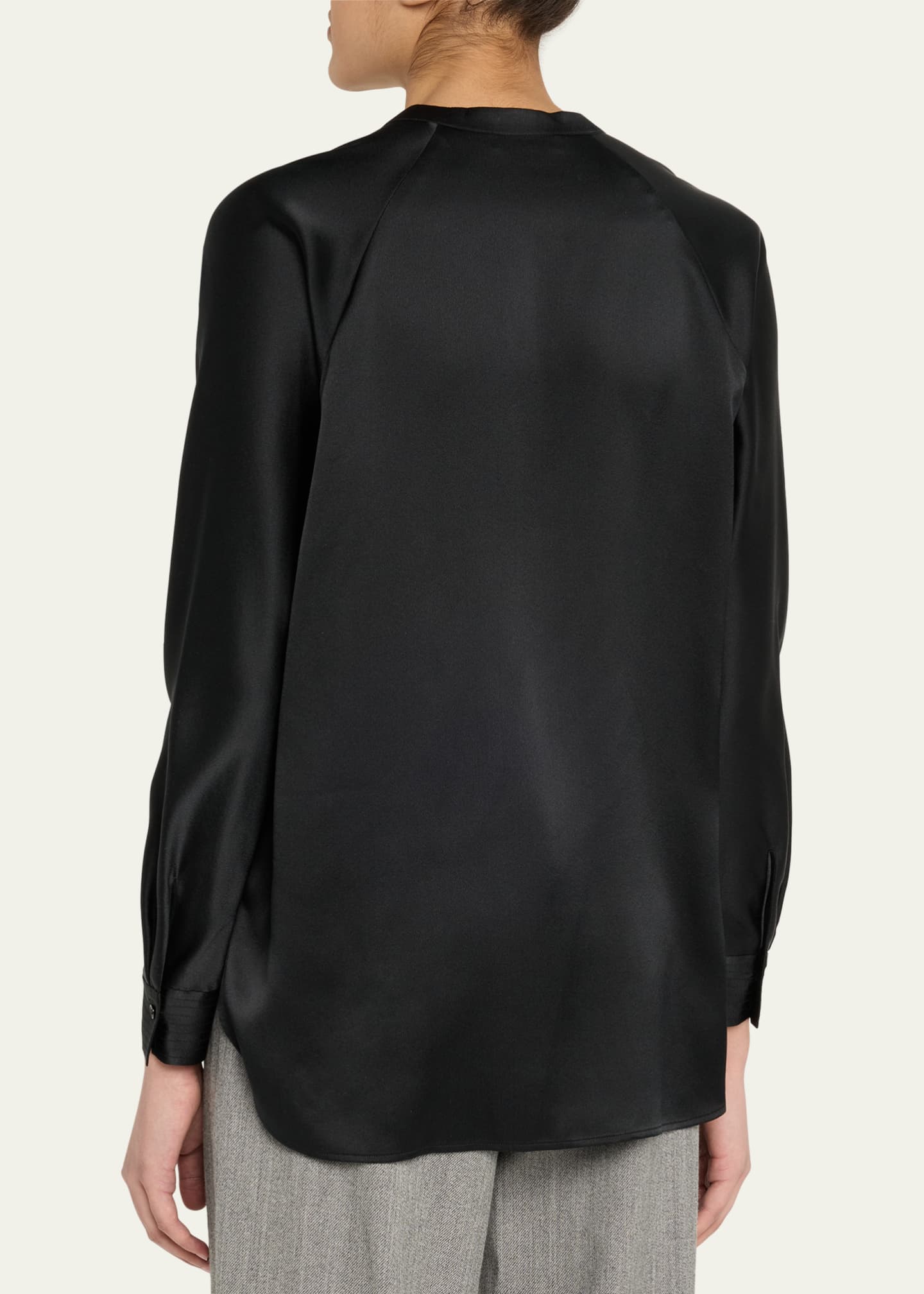 Vince Silk Band-Collar Blouse Image 3 of 5