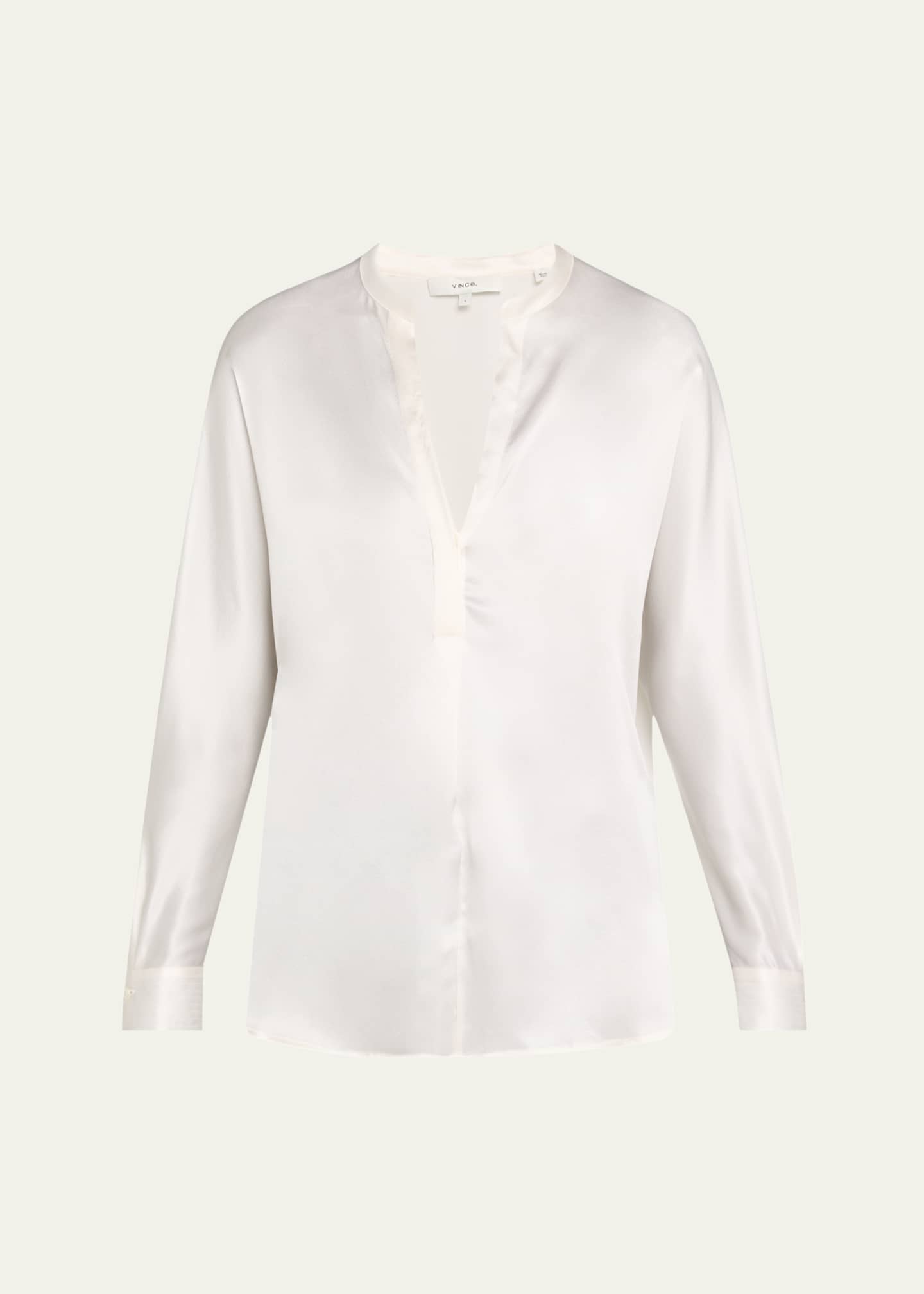 Vince band collar silk shirt dress on sale