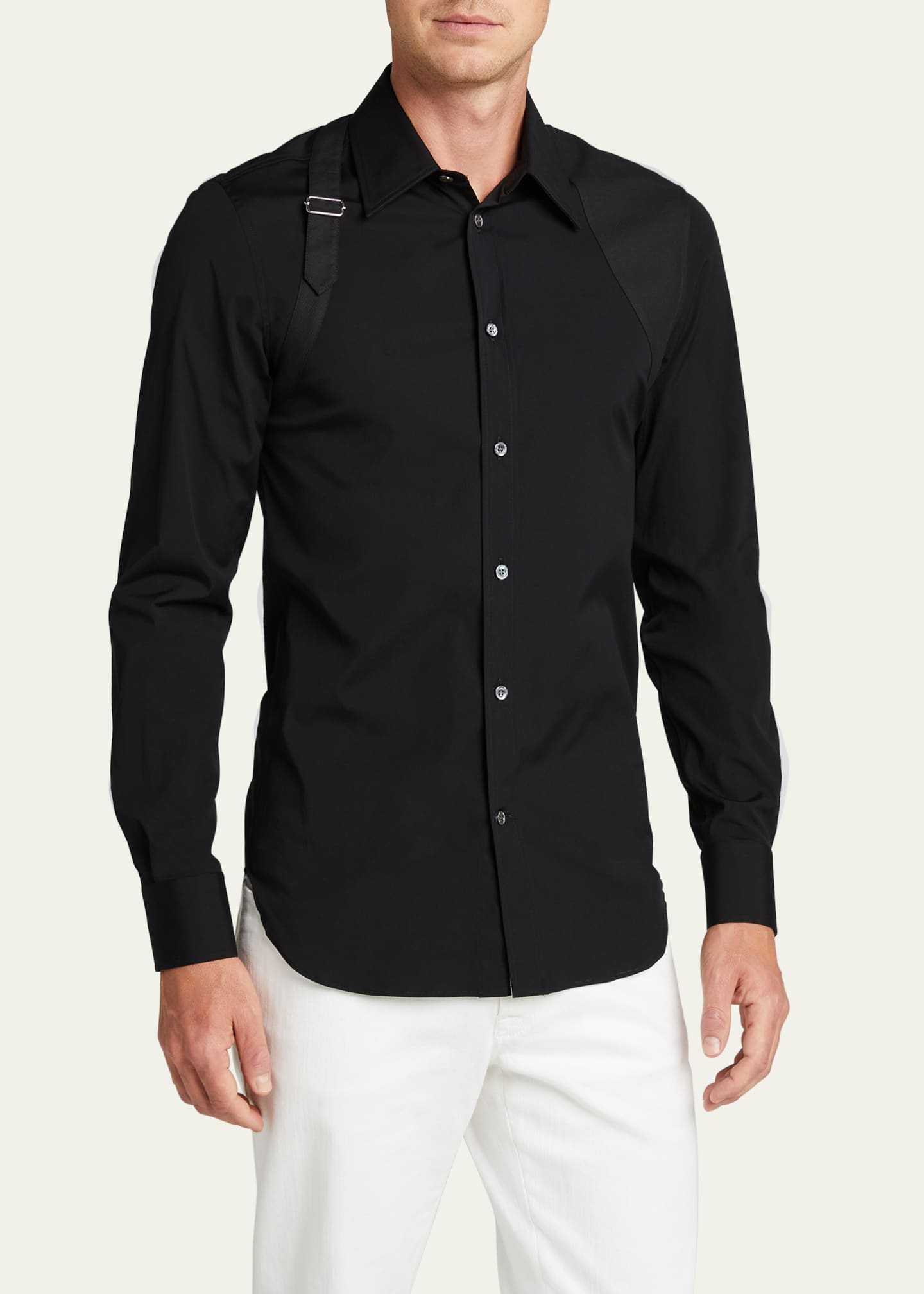 Alexander McQueen Men's Harness Sport Shirt w/ Strap - Bergdorf Goodman