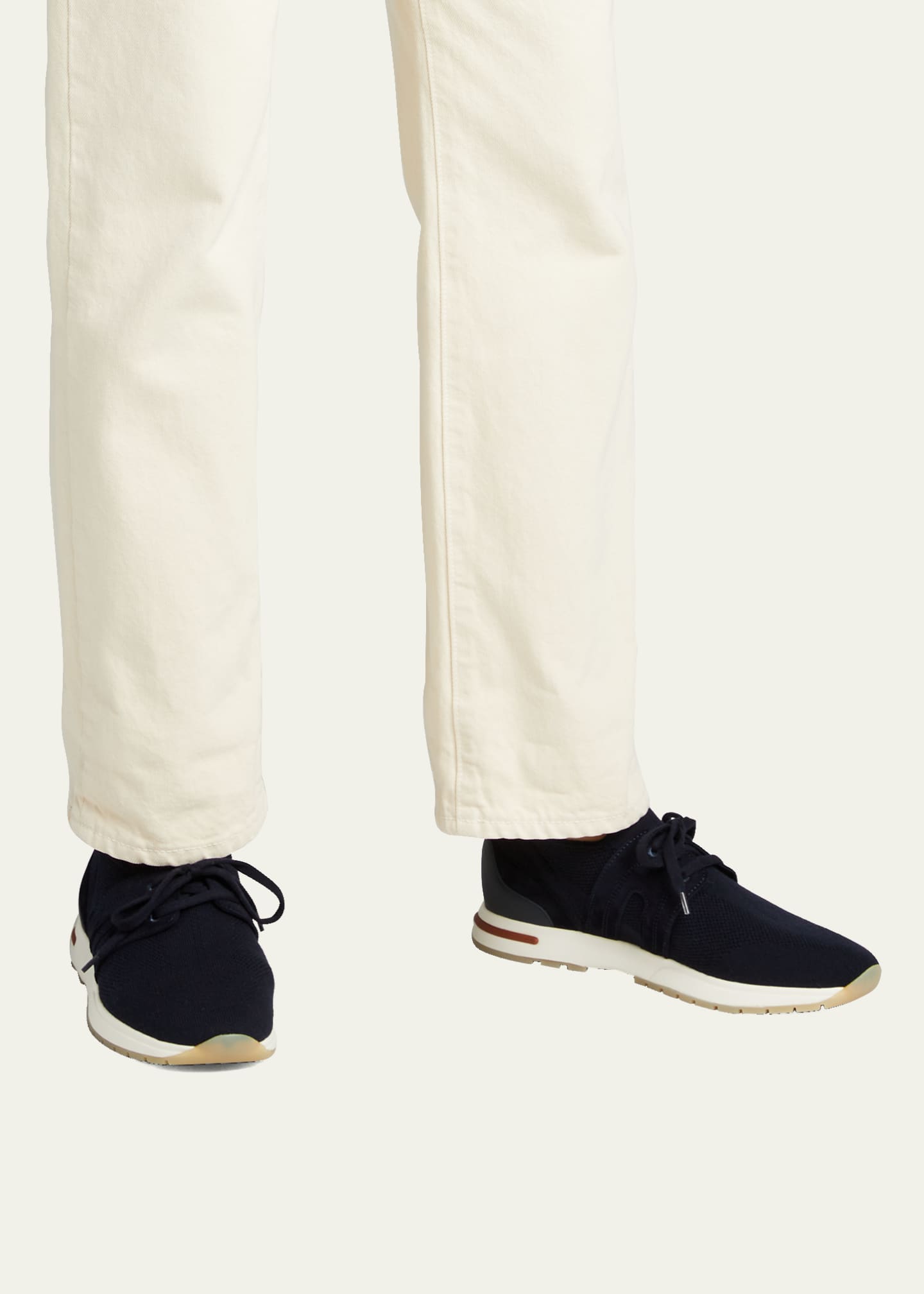 Loro Piana Knit Lace-Up Runner Sneakers Image 2 of 5