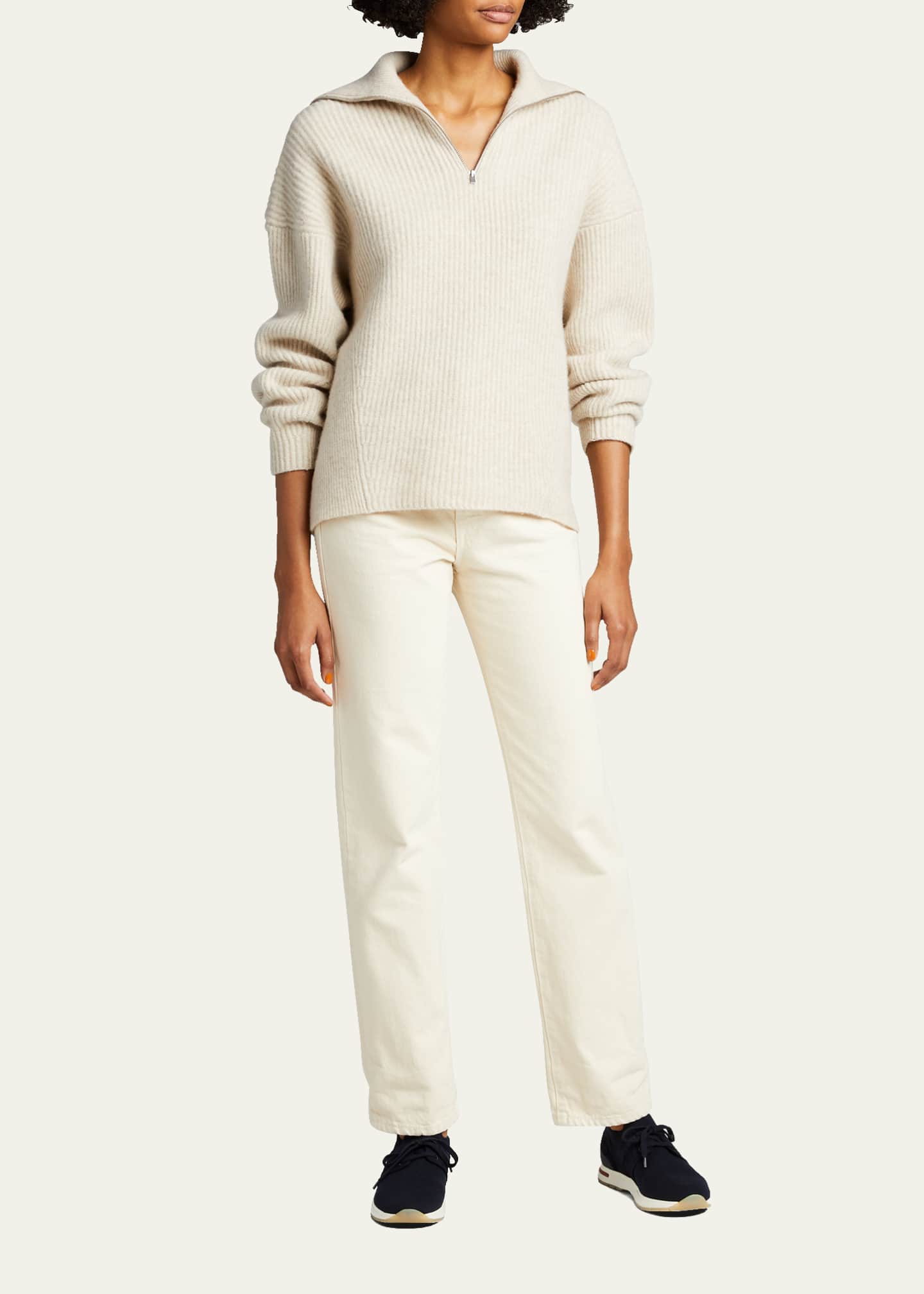 Loro Piana Knit Lace-Up Runner Sneakers Image 3 of 5