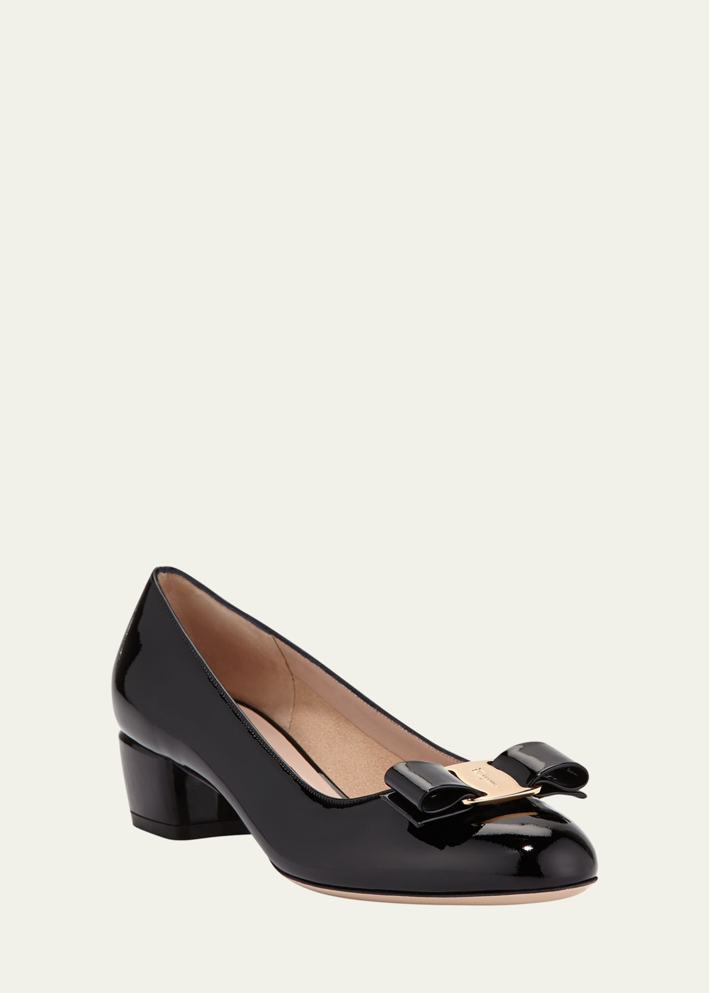 Ferragamo Vara Bow Leather Low Pumps Image 2 of 4