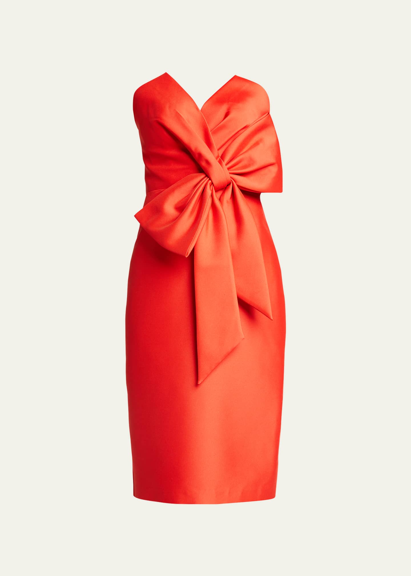 Badgley Mischka Collection Bustier Cocktail Dress w/ Asymmetric Bow ...