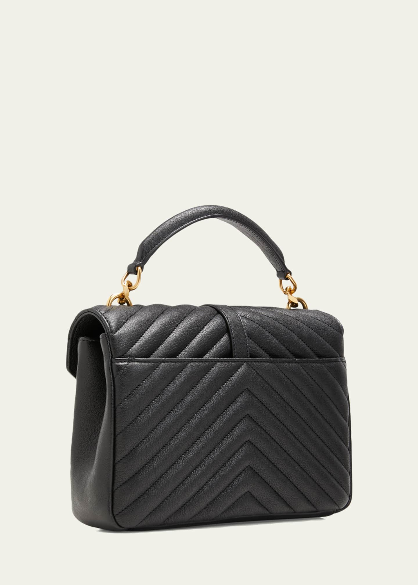 College Medium Leather Shoulder Bag in Grey - Saint Laurent