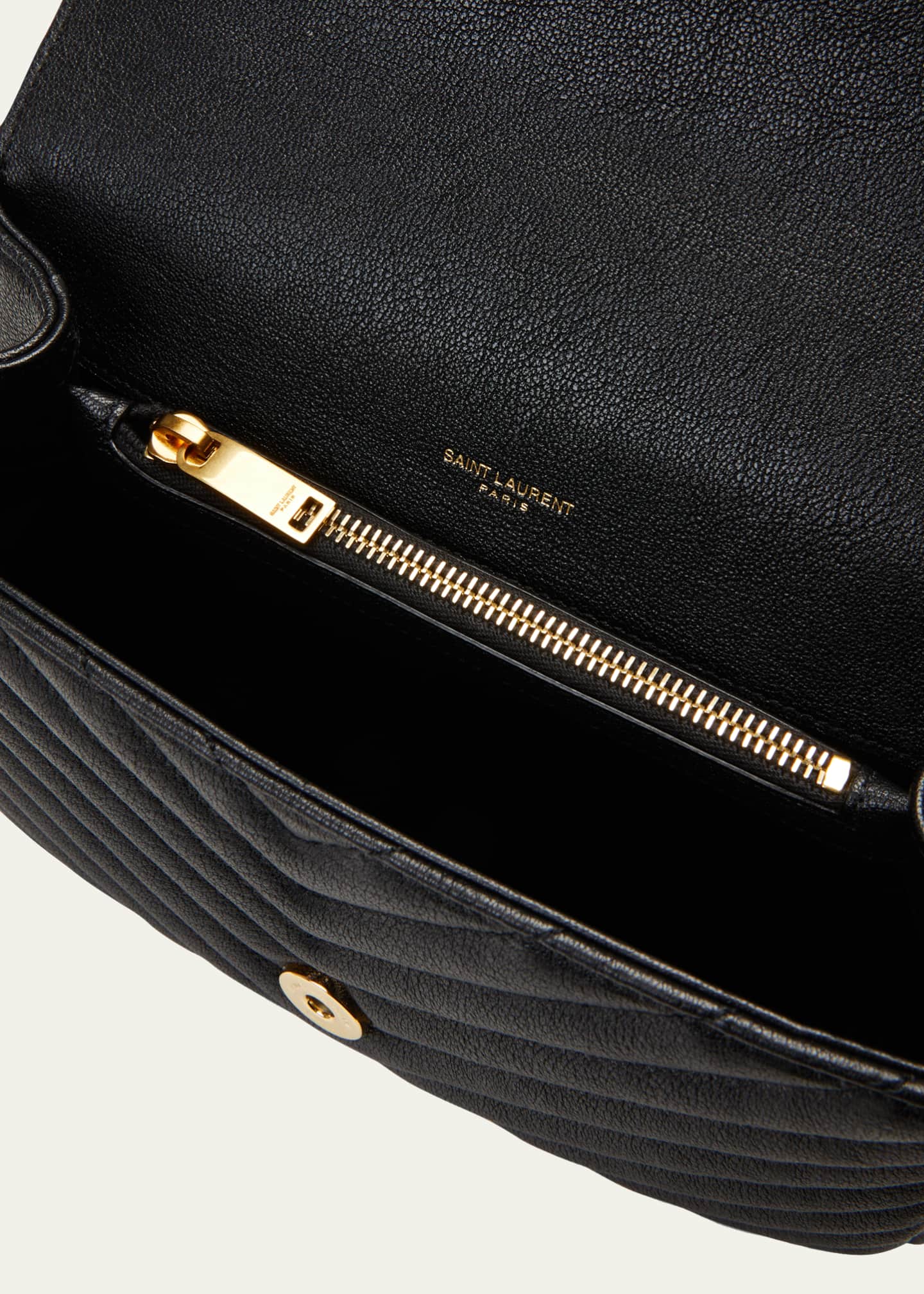 Saint Laurent College Medium Flap YSL Shoulder Bag in Quilted Leather Image 4 of 7