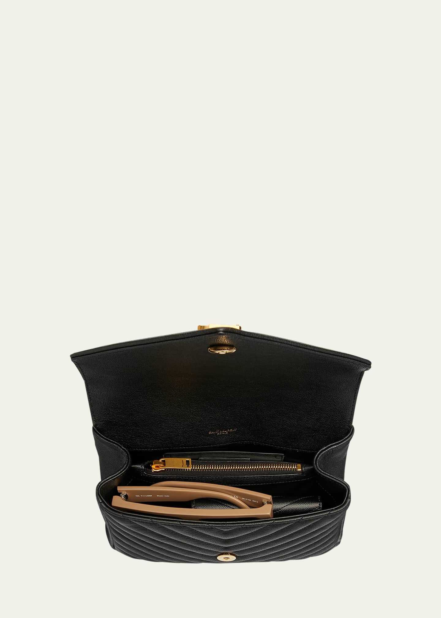 Saint Laurent College Medium Flap YSL Shoulder Bag in Quilted Leather Bergdorf Goodman