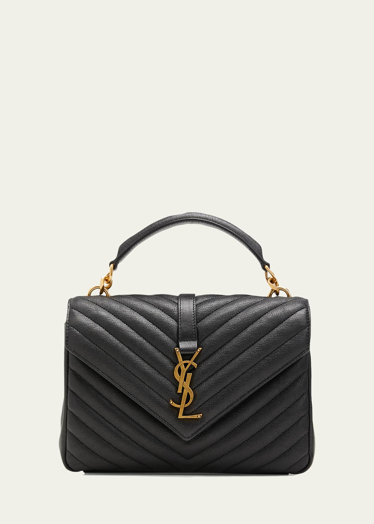 College Medium Leather Shoulder Bag in Grey - Saint Laurent