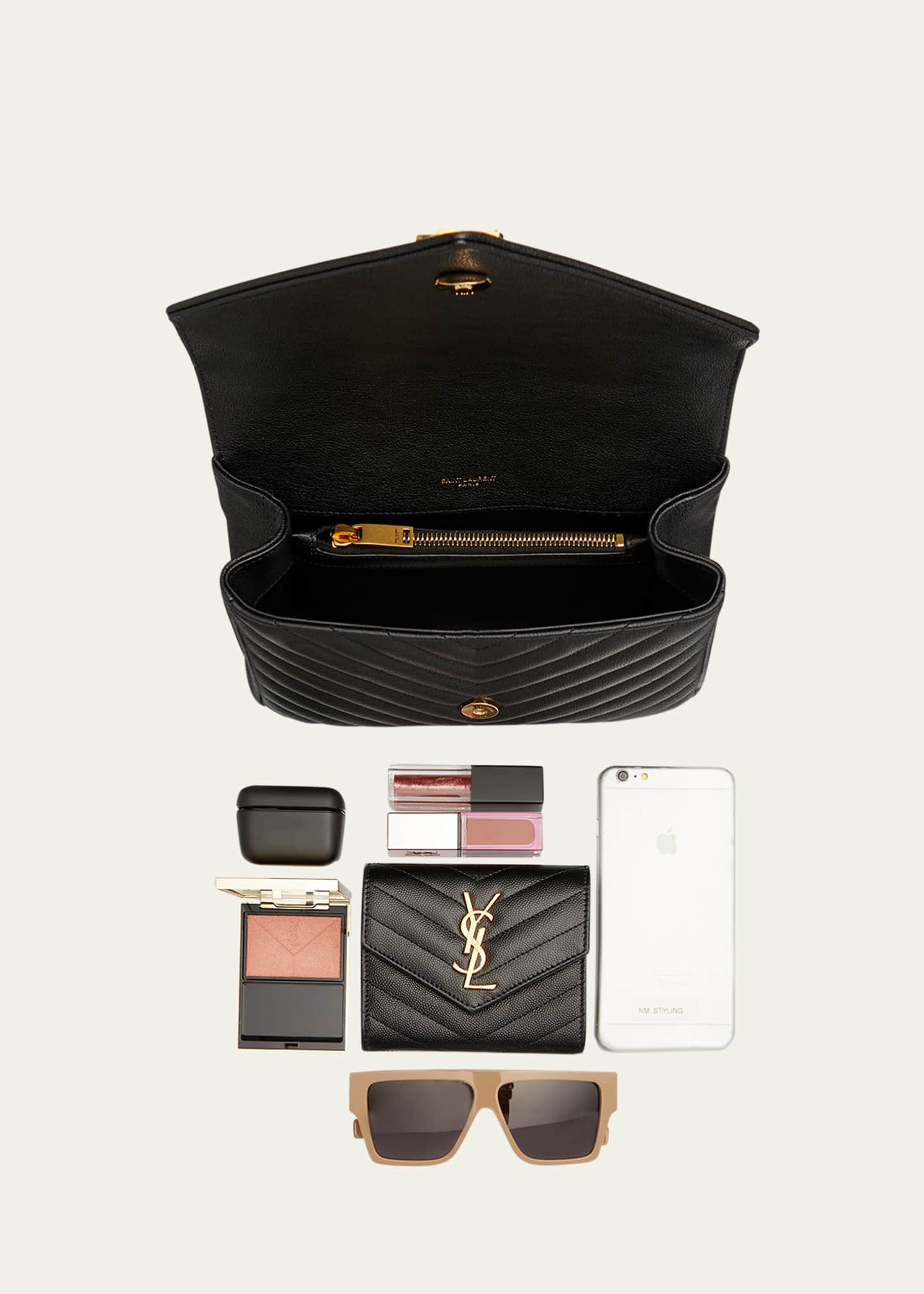 Saint Laurent College Medium Flap YSL Shoulder Bag in Quilted Leather Image 7 of 7