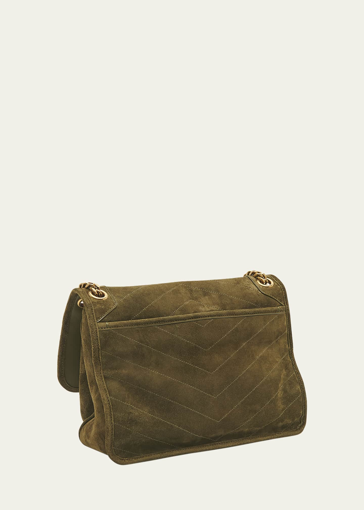 Saint Laurent Loulou Small Suede Shoulder Bag in Green