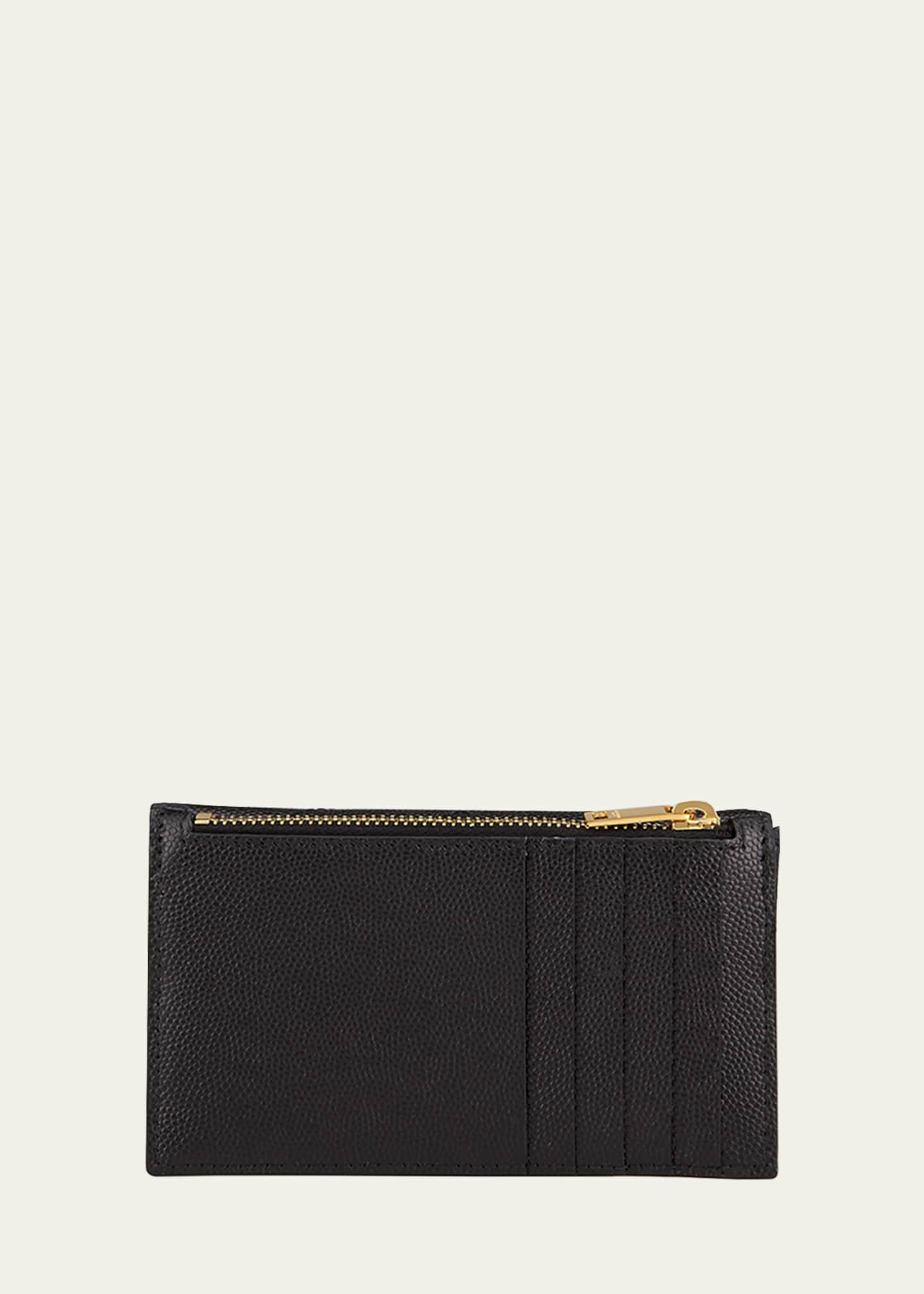 Saint Laurent Black Matelassé Leather Monogram Envelope Wallet at