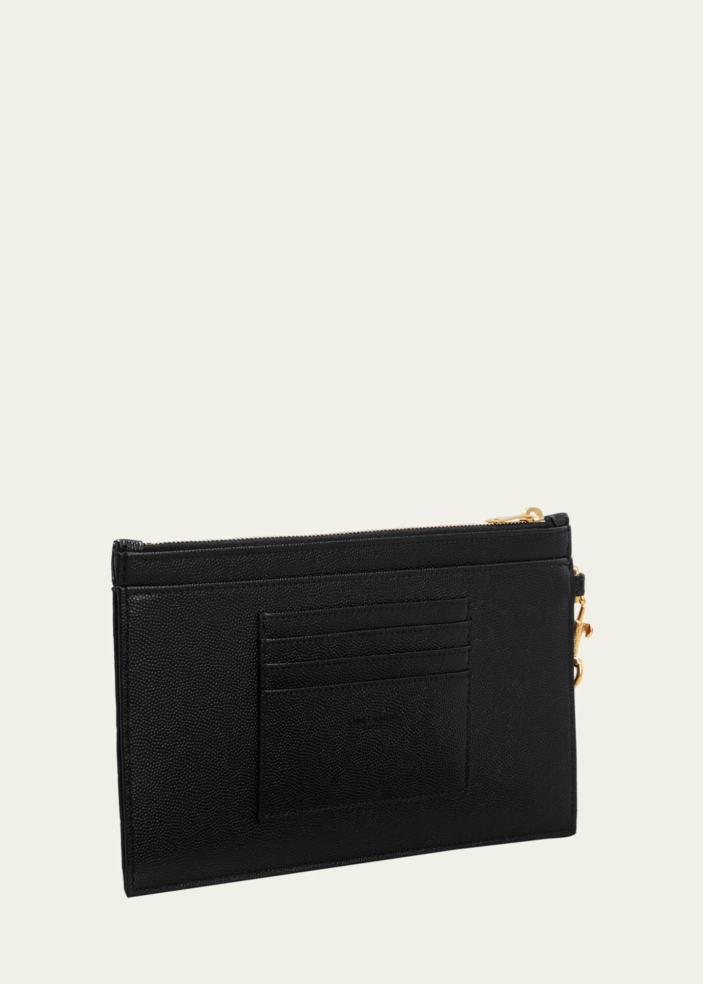 Saint Laurent Large Quilted YSL Zip Wristlet