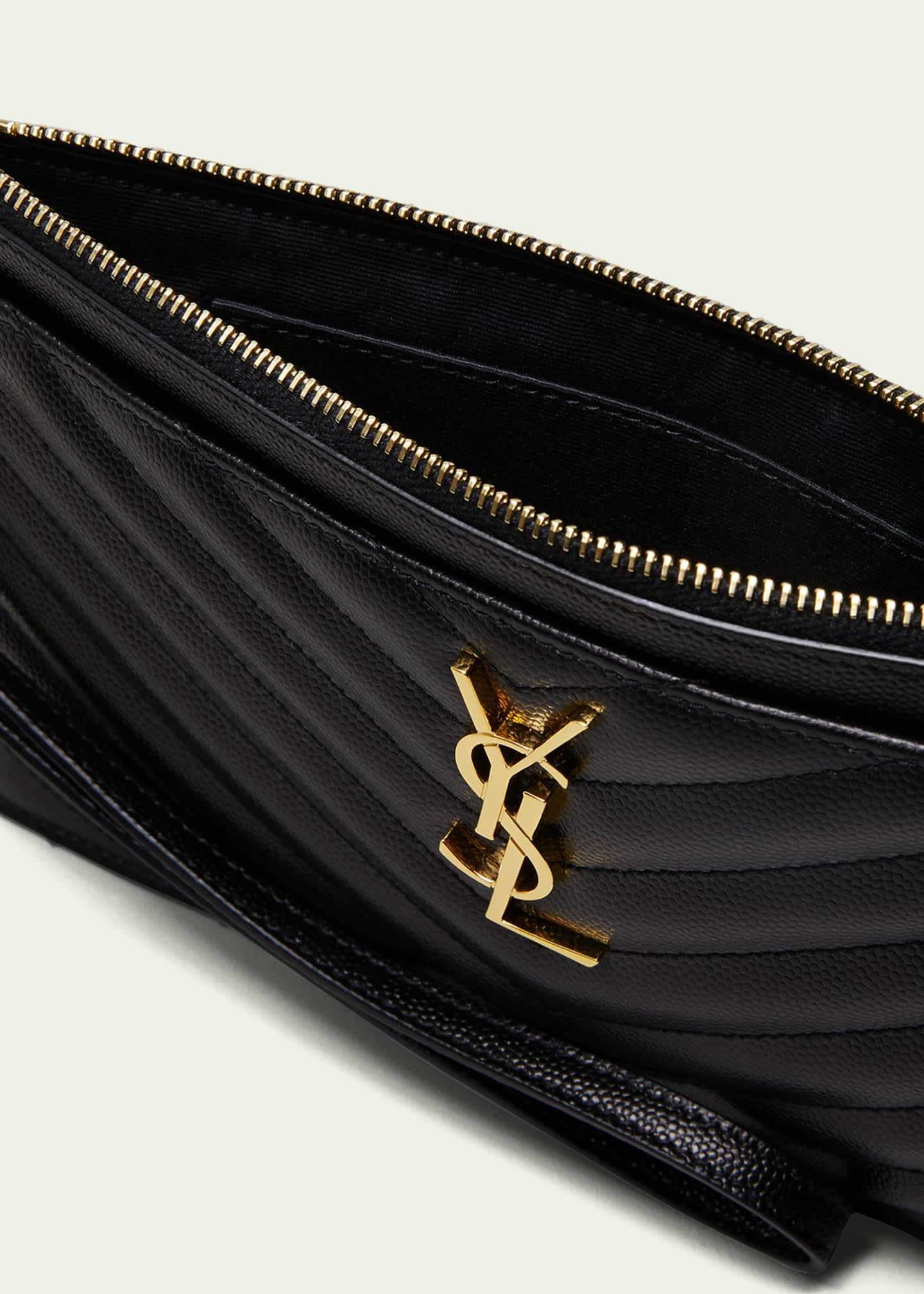 Saint Laurent Monogram Ysl Large Chevron Quilted Flat Wristlet