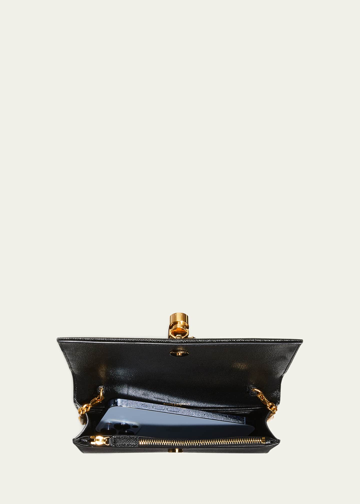 Saint Laurent Kate Tassel YSL Wallet on Chain in Grained Leather Bergdorf Goodman